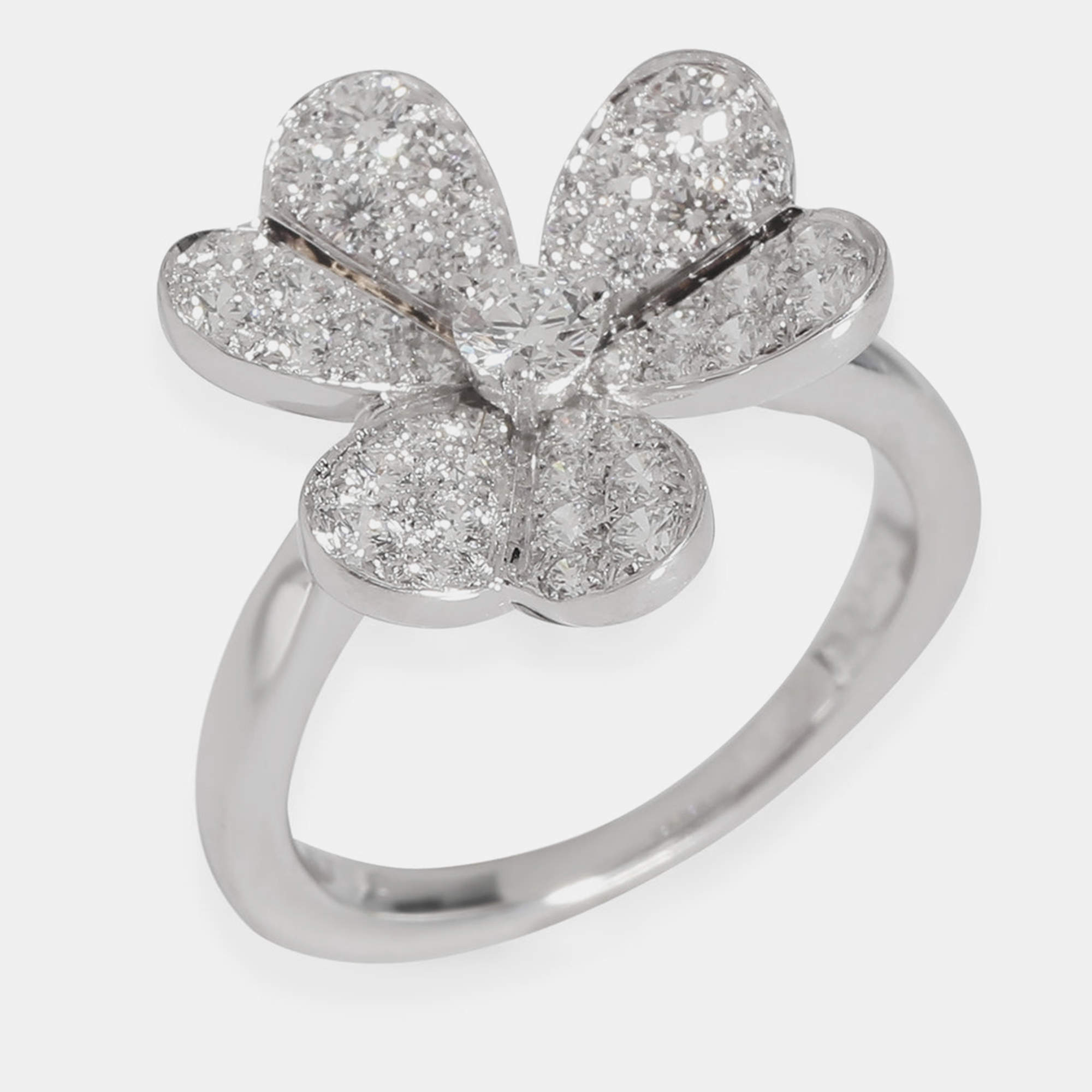 Van Cleef & Arpels 18k White Gold Frivole Fashion Ring in 0.8 CTW