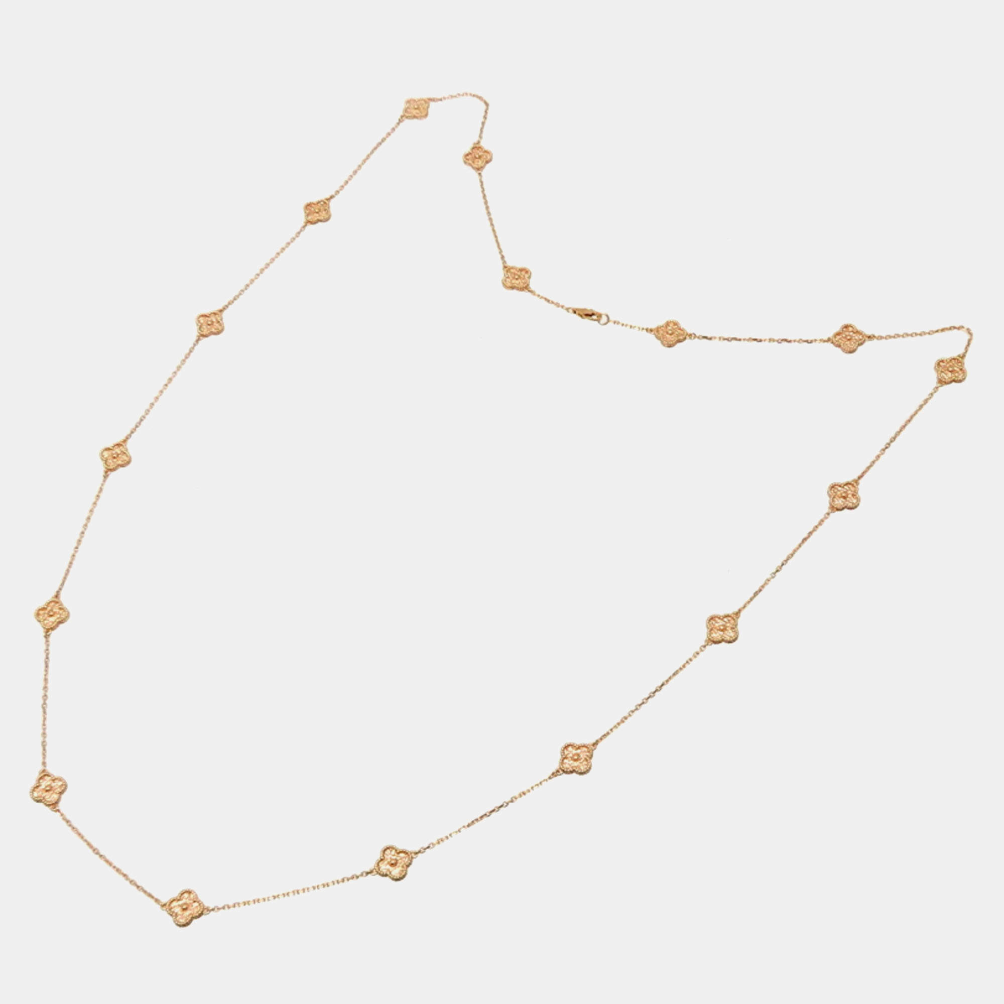 Pre Owned Van Cleef & Arpels 750 pink gold Sweet Alhambra 16 motif long necklace