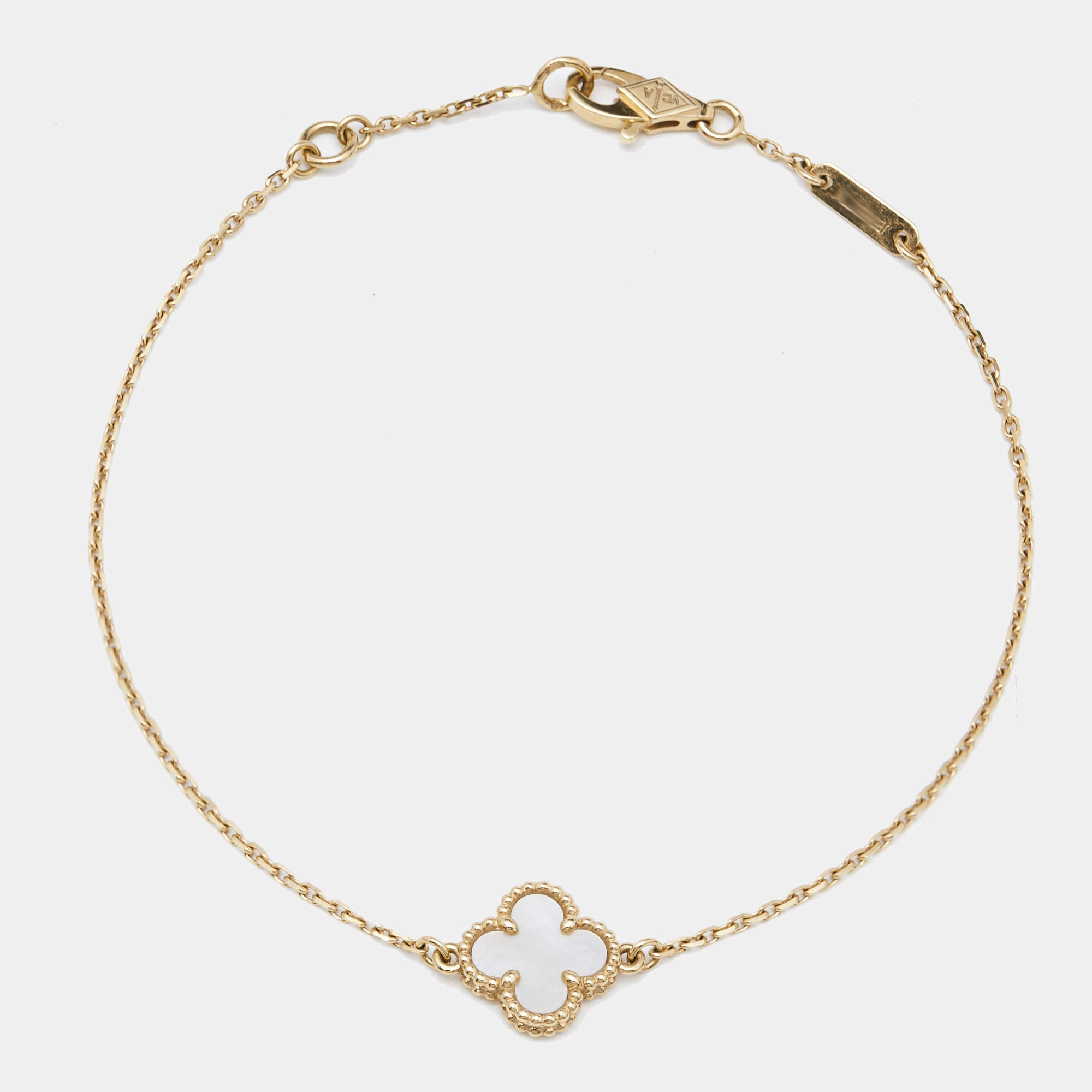 Pre Owned Van Cleef & Arpels Sweet Alhambra Mother of Pearl 18k Yellow Gold Bracelet