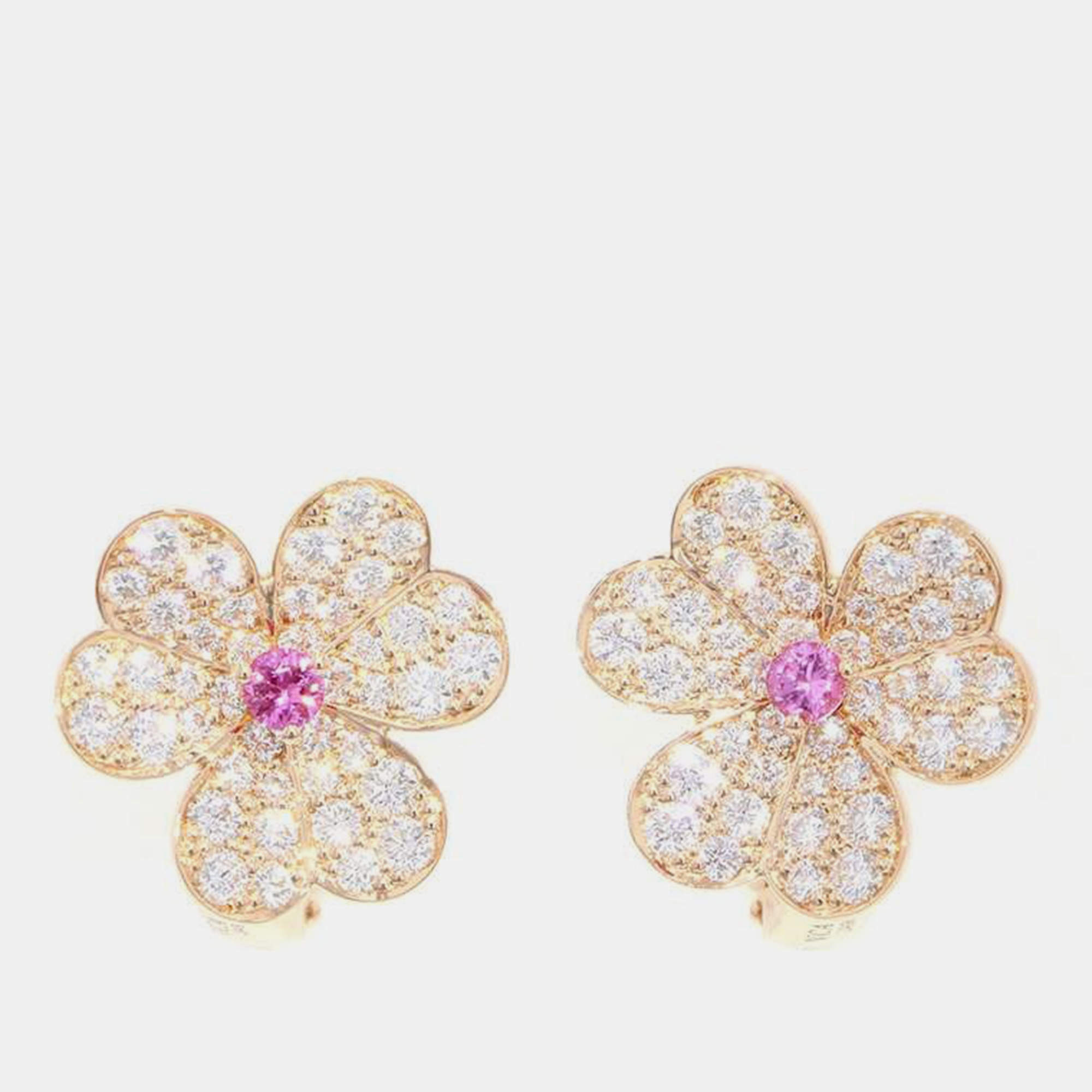 Pre Owned Van Cleef & Arpels 18K Pink Gold Frivole Earrings Size Small