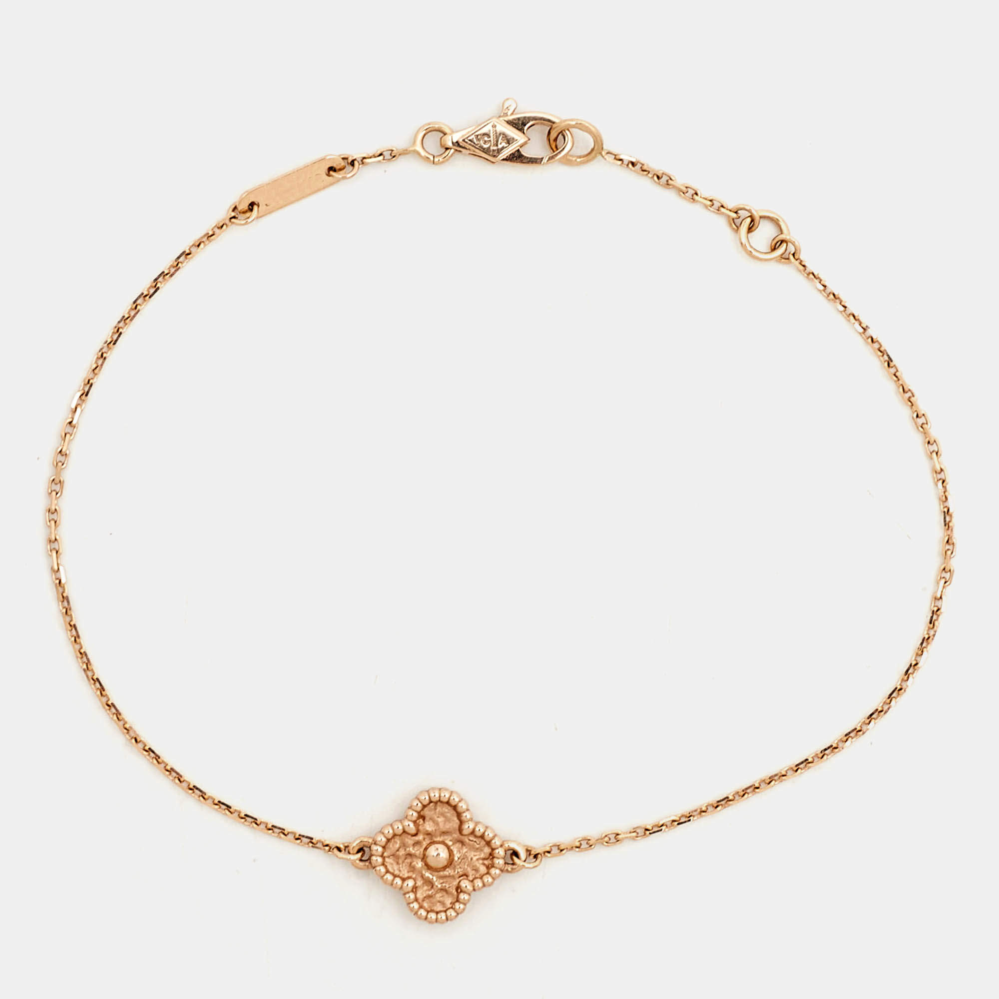 مملوكة مسبقًا Van Cleef & Arpels Sweet Alhambra Hammered 18k Rose Gold Bracelet