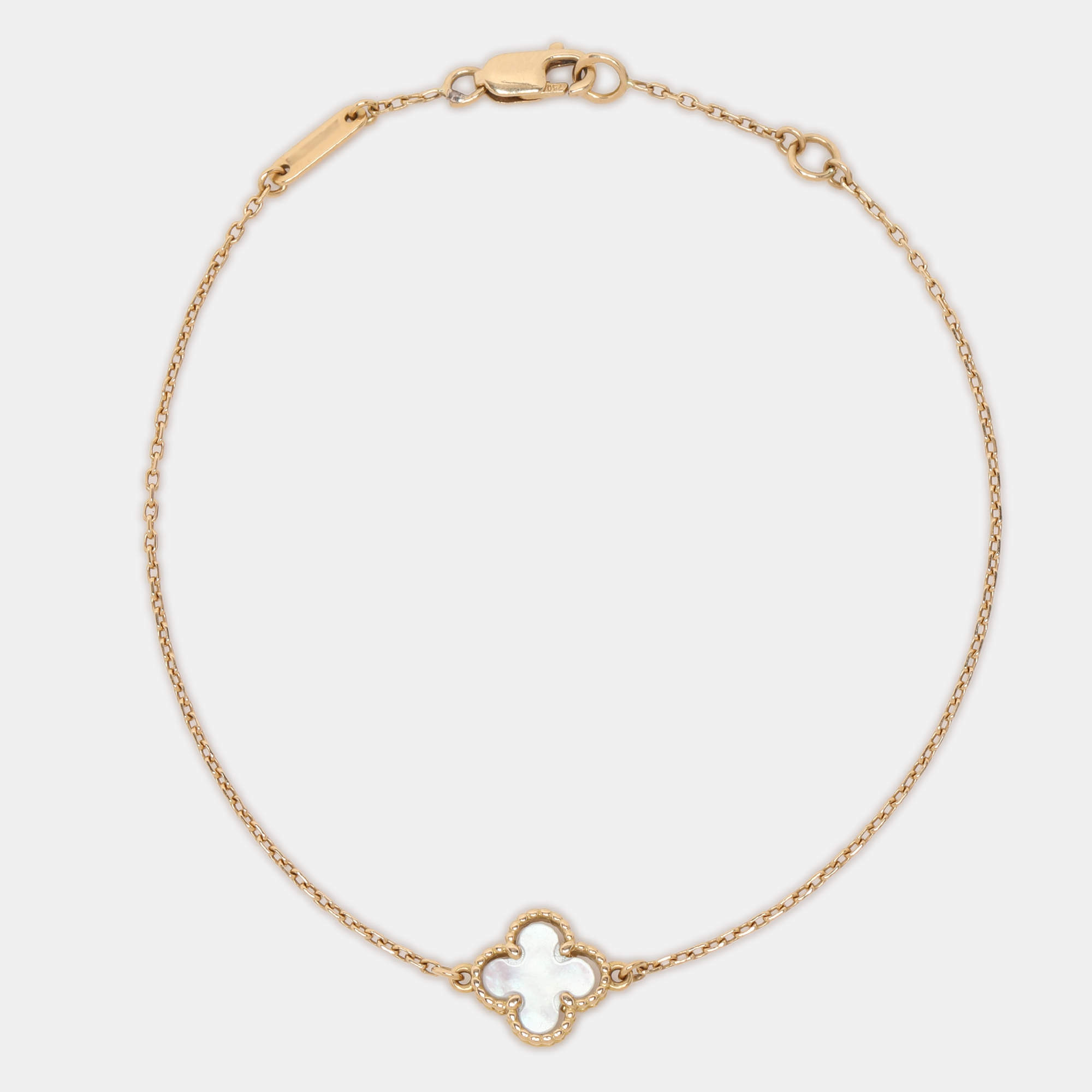 Pre Owned Van Cleef & Arpels Sweet Alhambra Mother of Pearl 18k Yellow Gold Bracelet