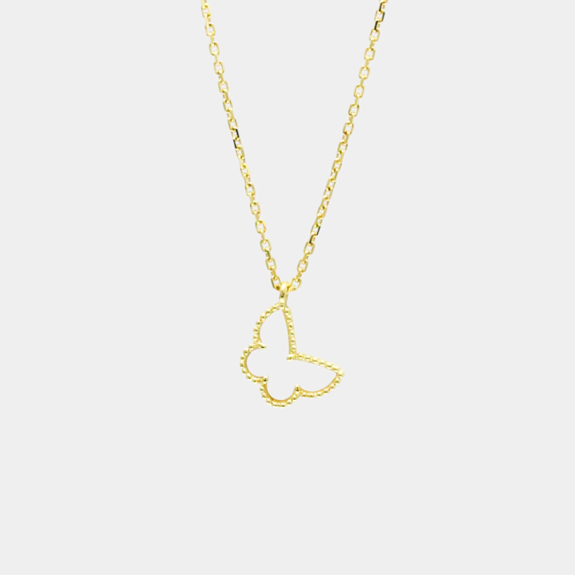 Pre Owned Van Cleef & Arpels 18K Yellow Gold Sweet Alhambra Papillon Pendant Necklace