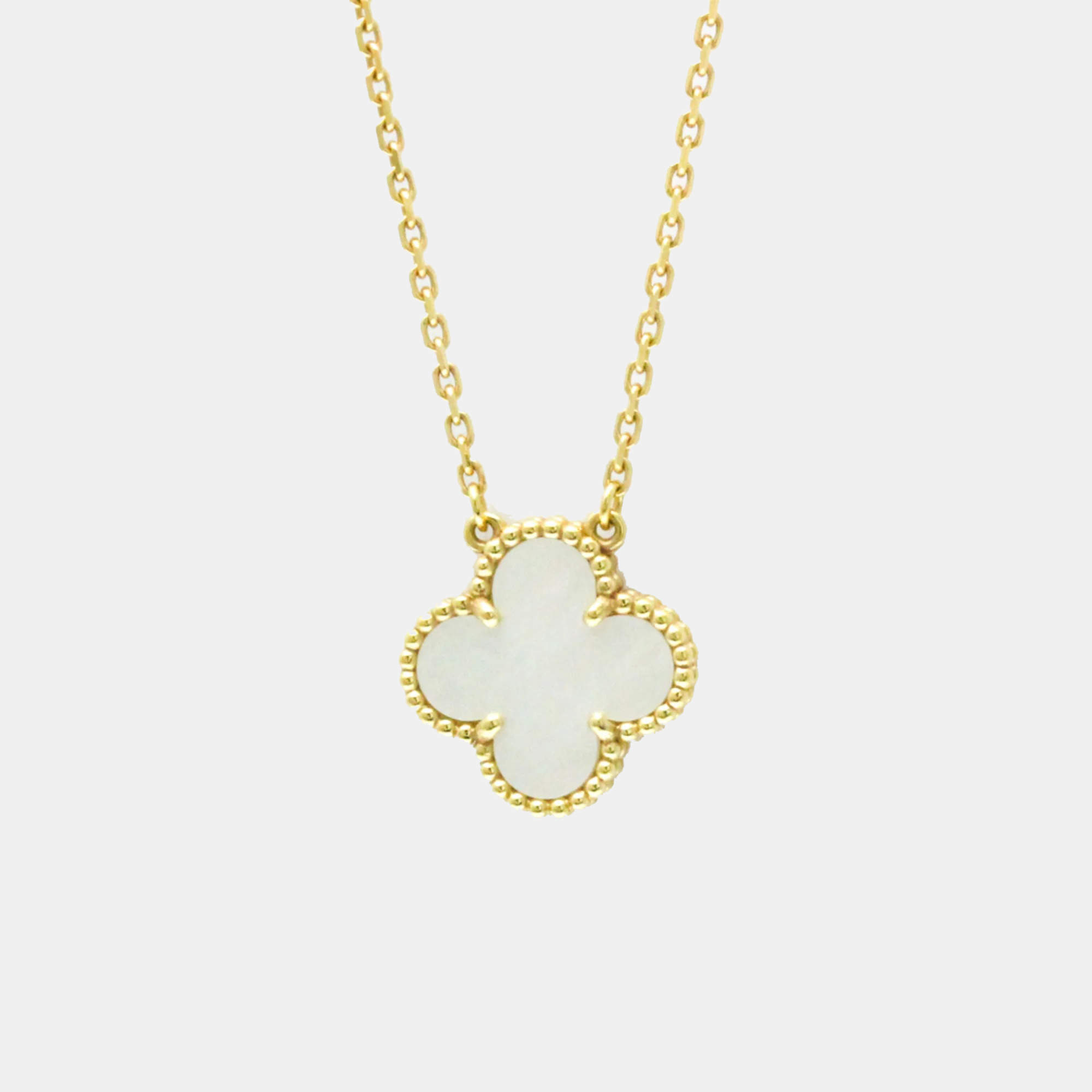 Pre Owned Van Cleef & Arpels 18K Yellow Gold Vintage Alhambra Pendant Necklace