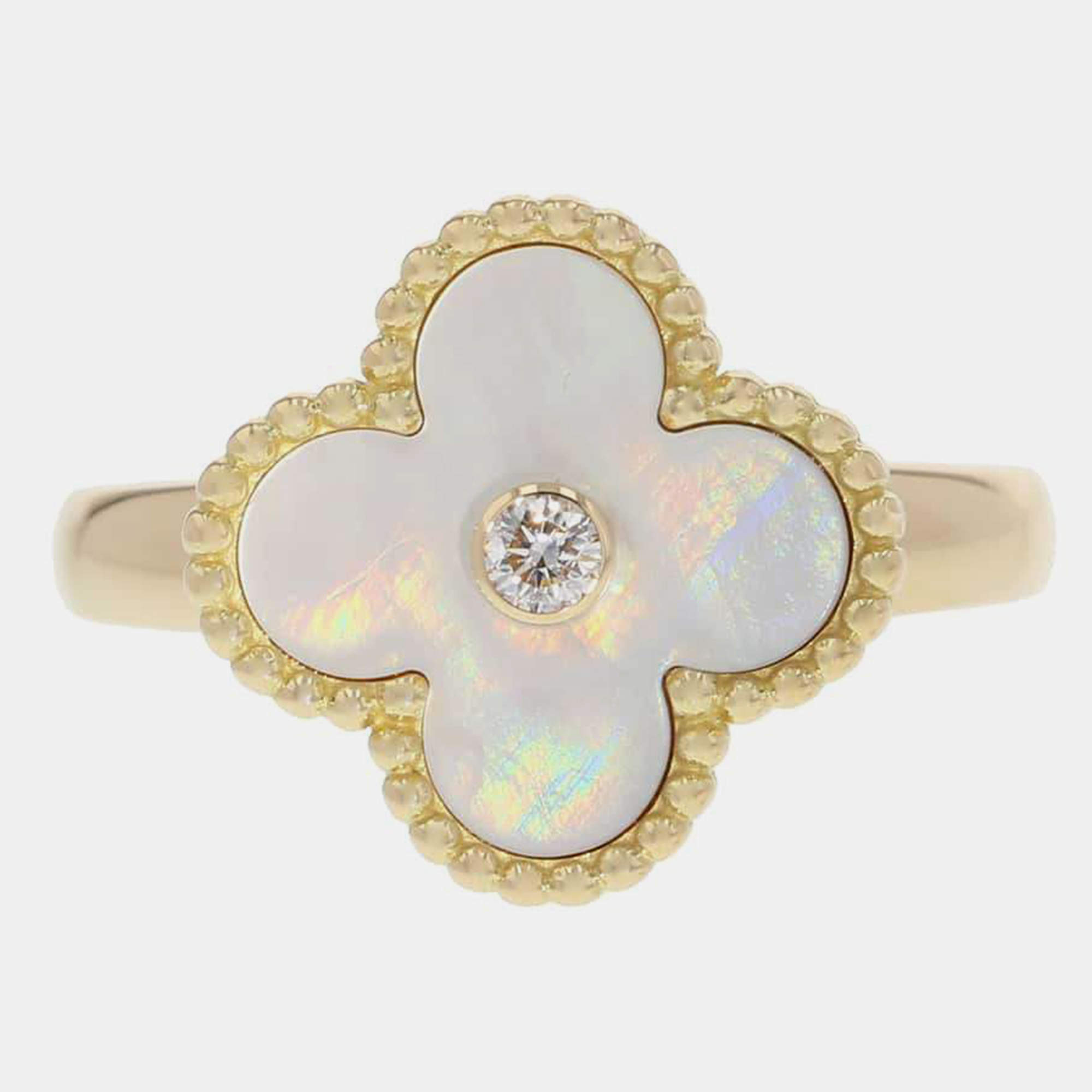 Van Cleef & Arpels 18K Yellow Gold Vintage Alhambra Ring EU 55