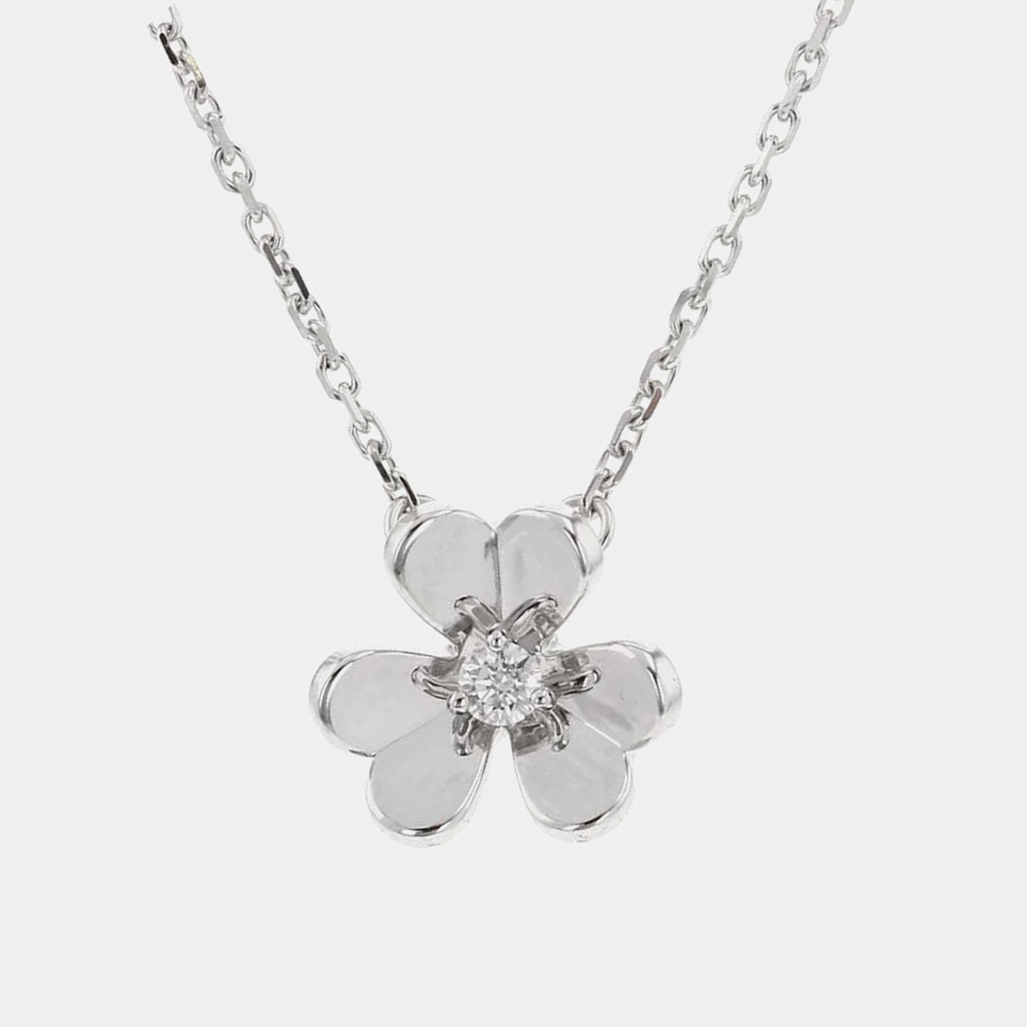 Van Cleef & Arpels 18K White Gold Frivole Pendant Mini Model Size Mini 