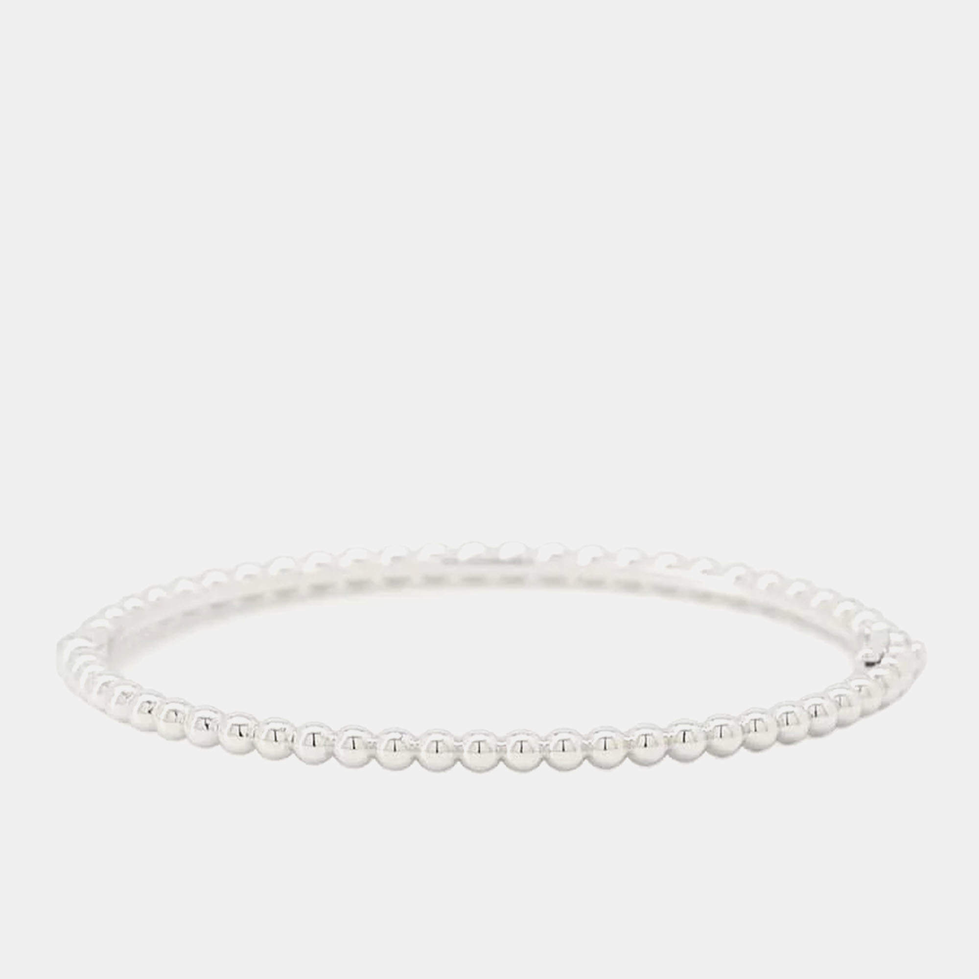 Van Cleef & Arpels 18K White Gold Perlee Gold Pearl Bracelet Medium  