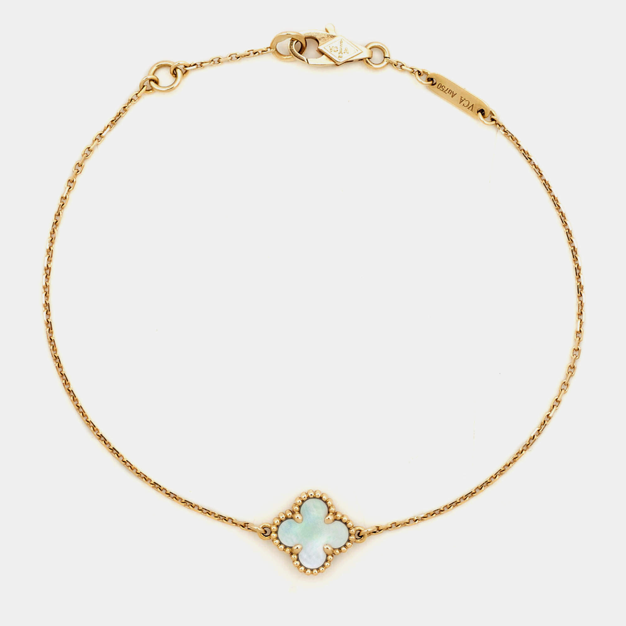 Pre Owned Van Cleef & Arpels Sweet Alhambra Mother of Pearl 18k Yellow Gold Bracelet