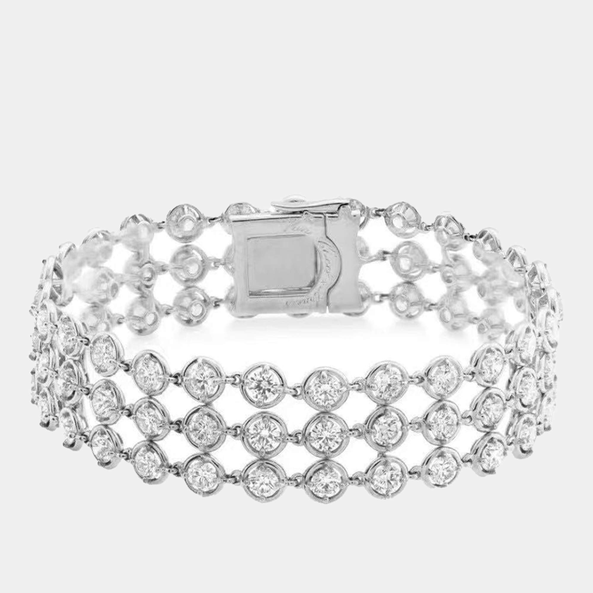 Van Cleef & Arpels 18K White Gold Full Diamond Palmyre  Bracelet