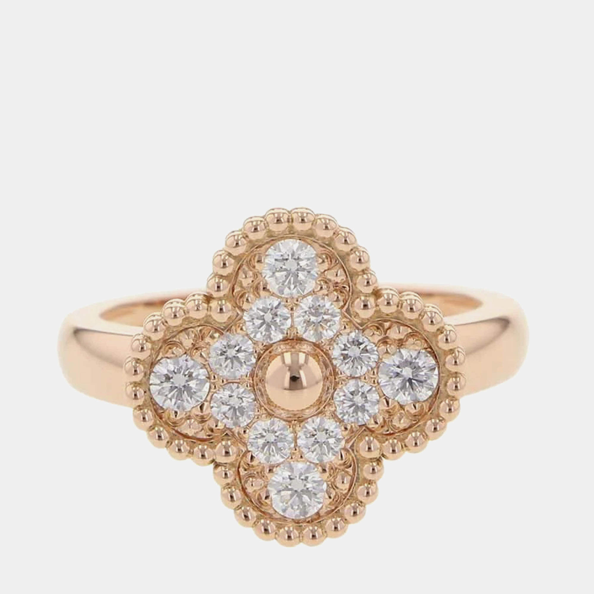 Van Cleef & Arpels  18K Pink Gold Vintage Alhambra Ring EU 53