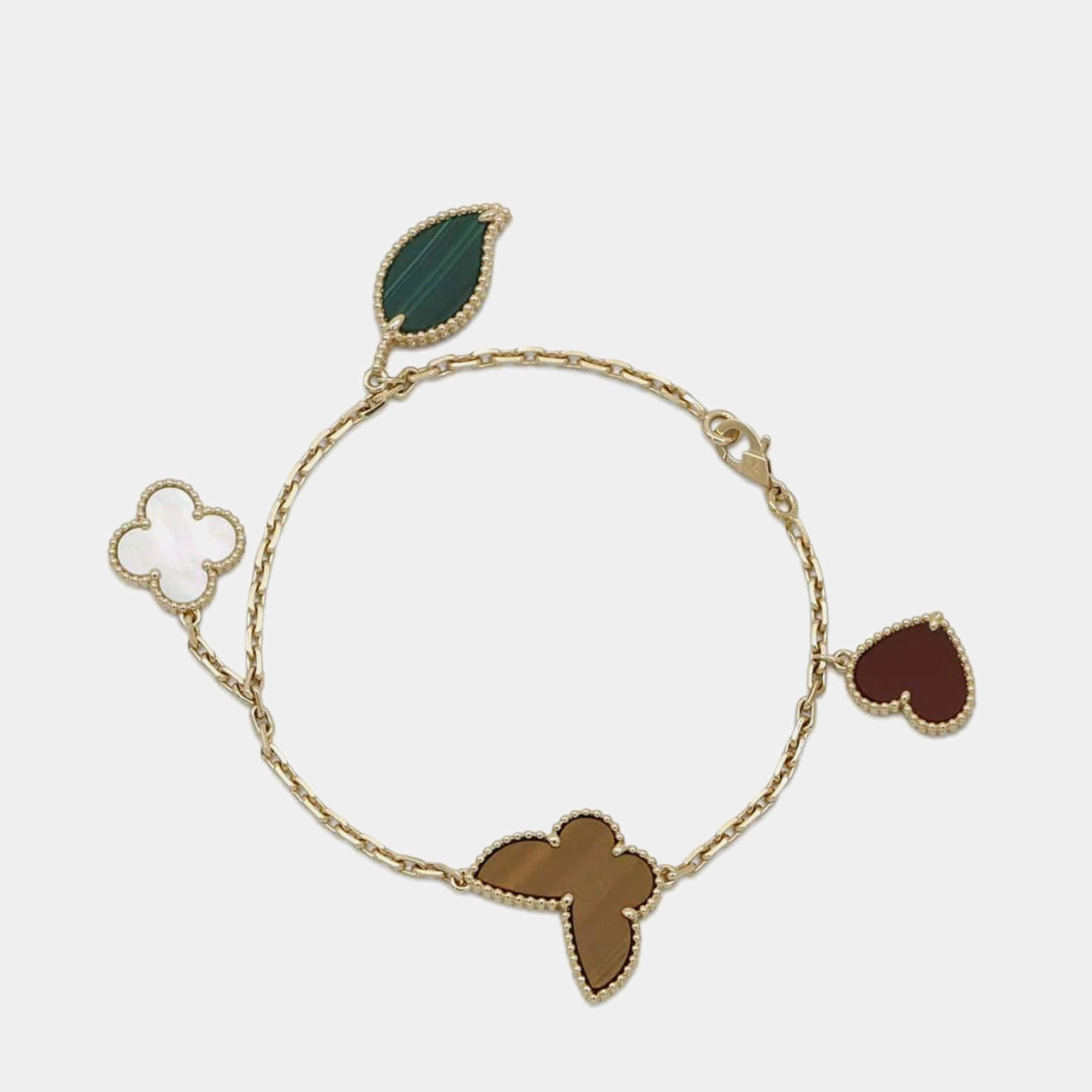 Van Cleef & Arpels 18K Yellow Gold Lucky Alhambra Chain Bracelet