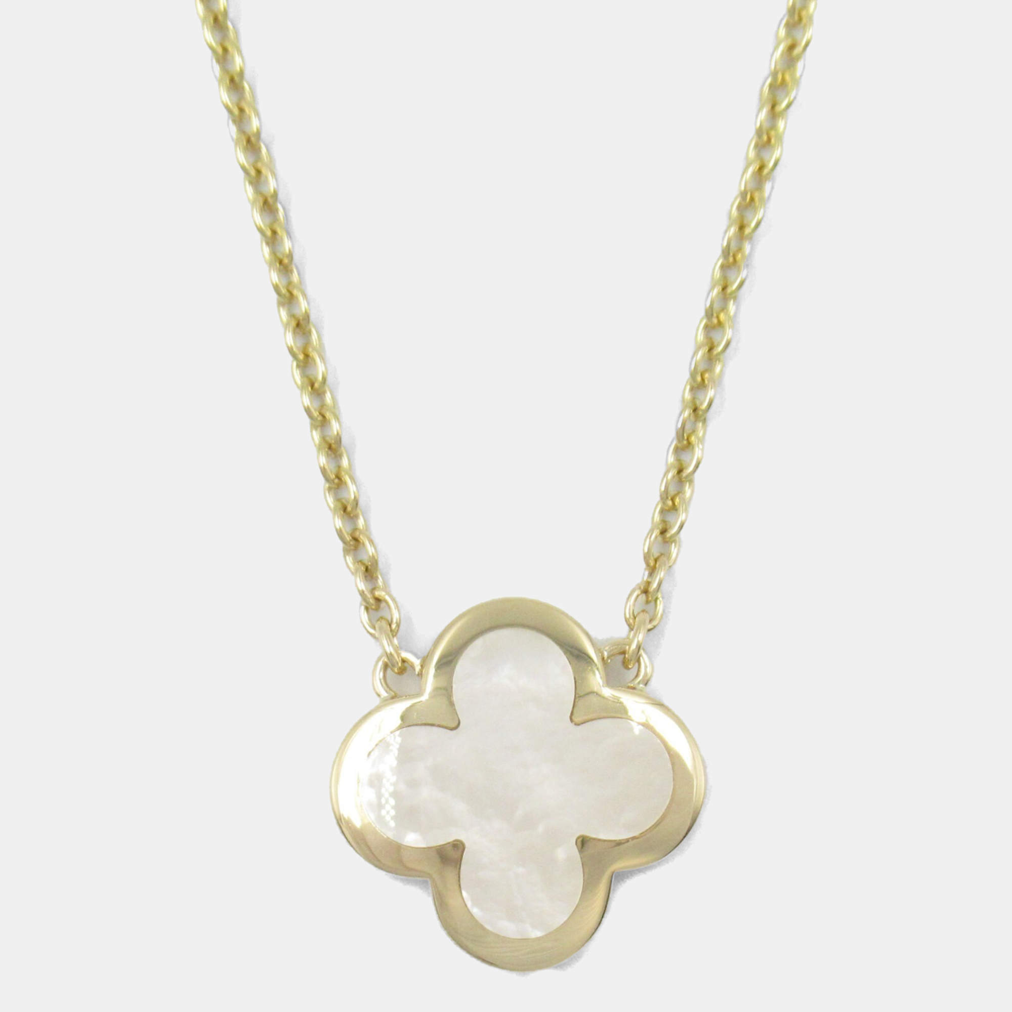 Van Cleef & Arpels 18K Yellow Gold Mother of Pearl Single Motif Pure Alhambra Necklace