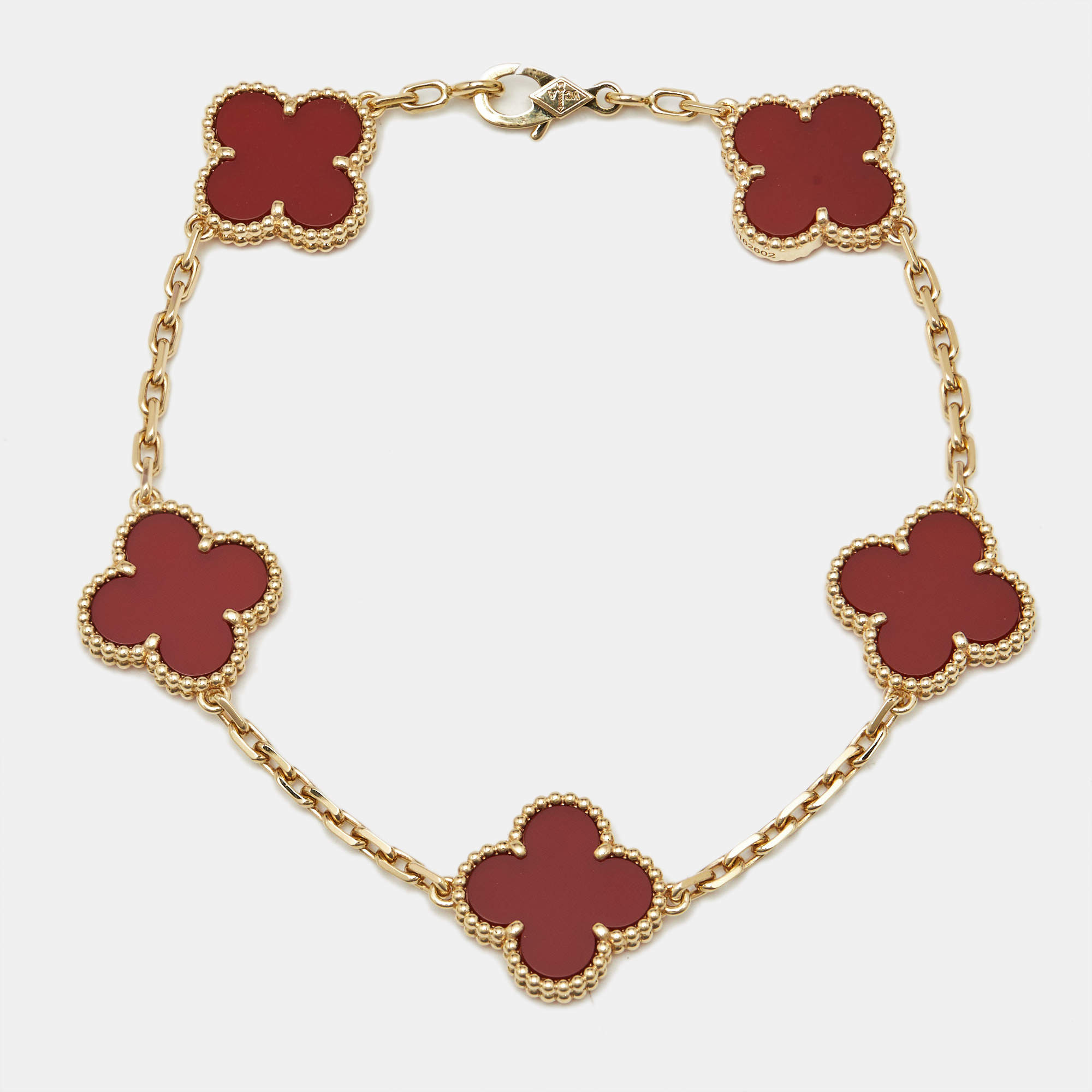 Pre Owned سوار فان كليف & آربلز فينتدج ألامبرا ب5 حليات عقيق أحمر ذهب أصفر عيار 18