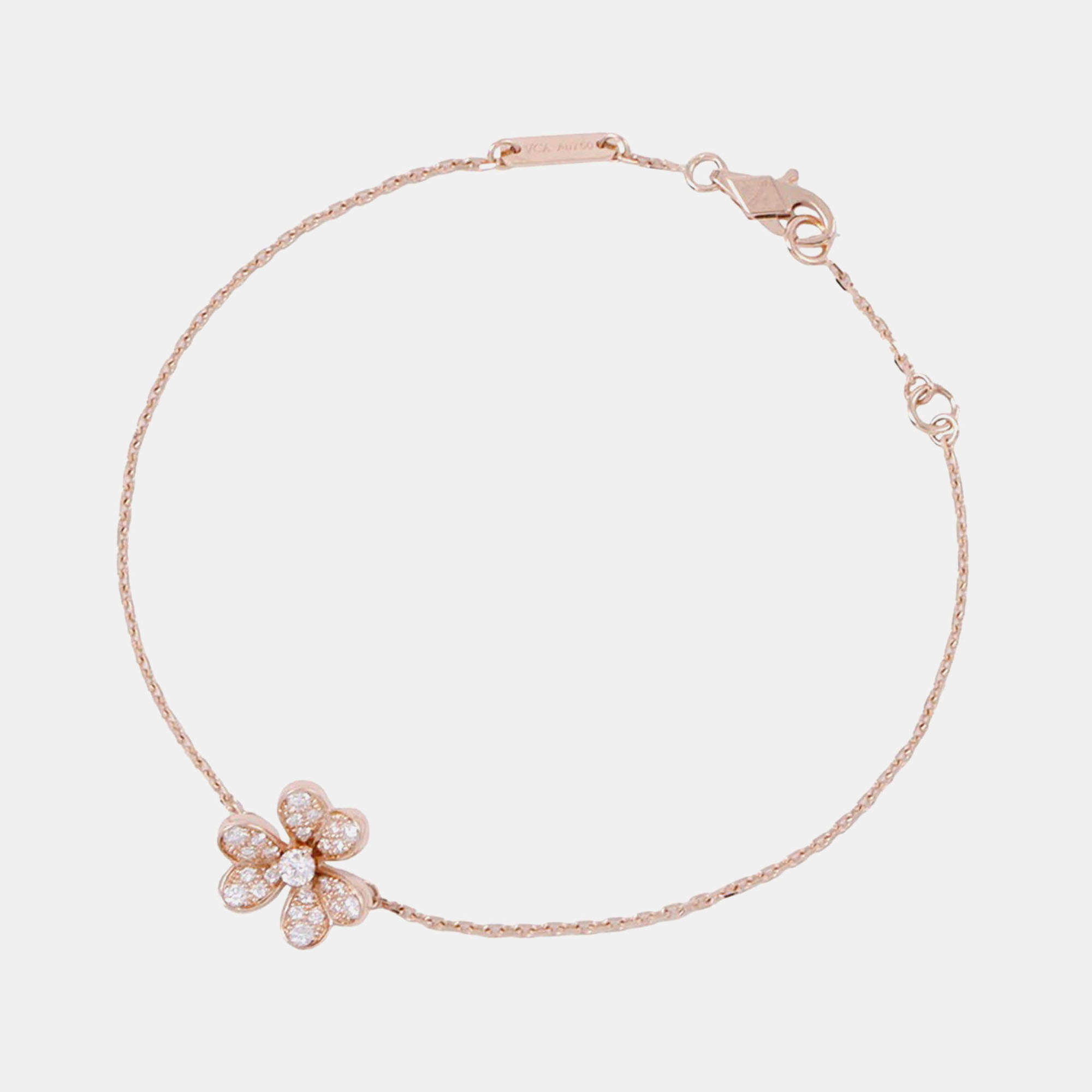 Pre Owned Van Cleef & Arpels Mini Frivole Pave 18K Rose Gold Diamond Bracelet