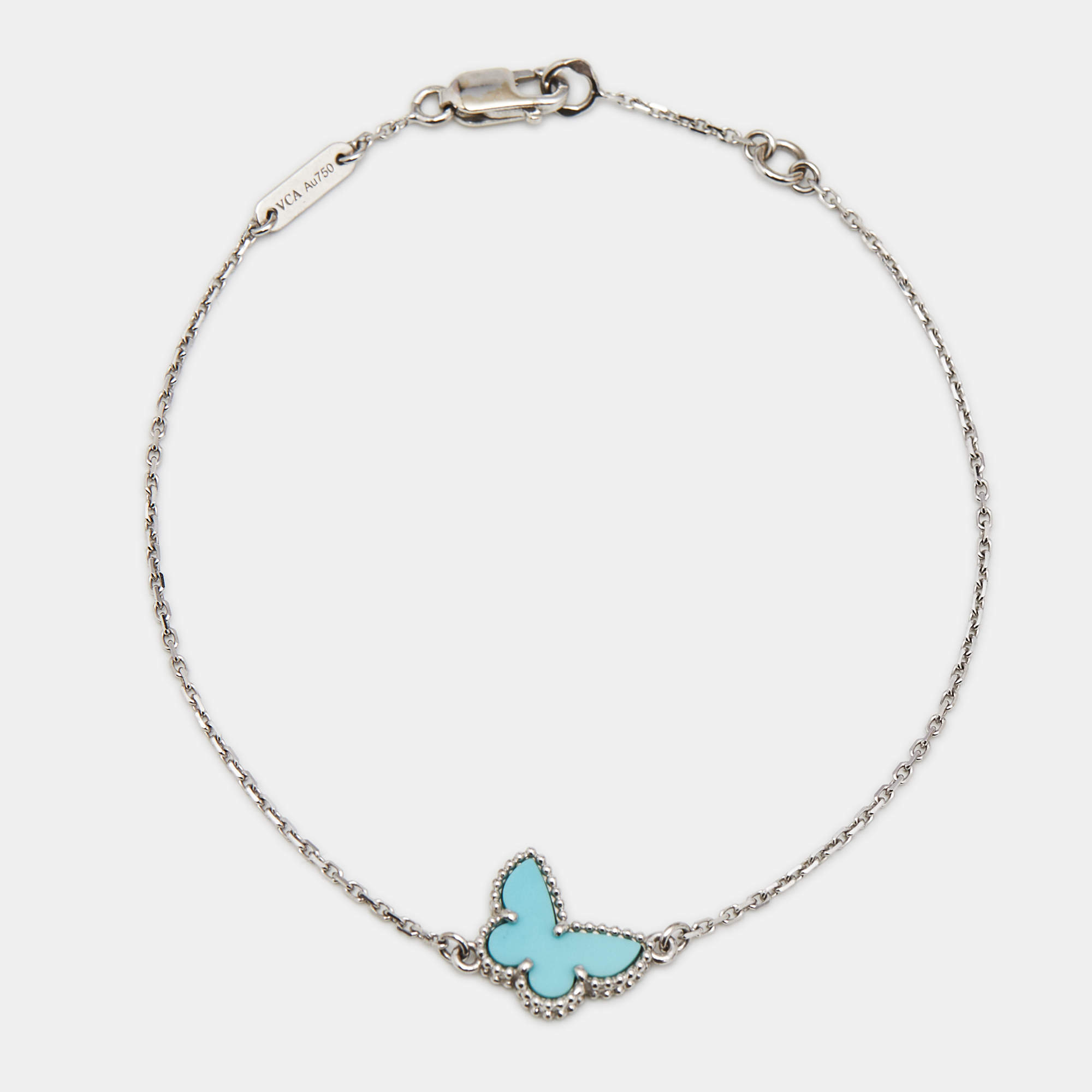 مملوكة مسبقًا Van Cleef & Arpels Butterfly Sweet Alhambra Turquoise 18k White Gold Bracelet