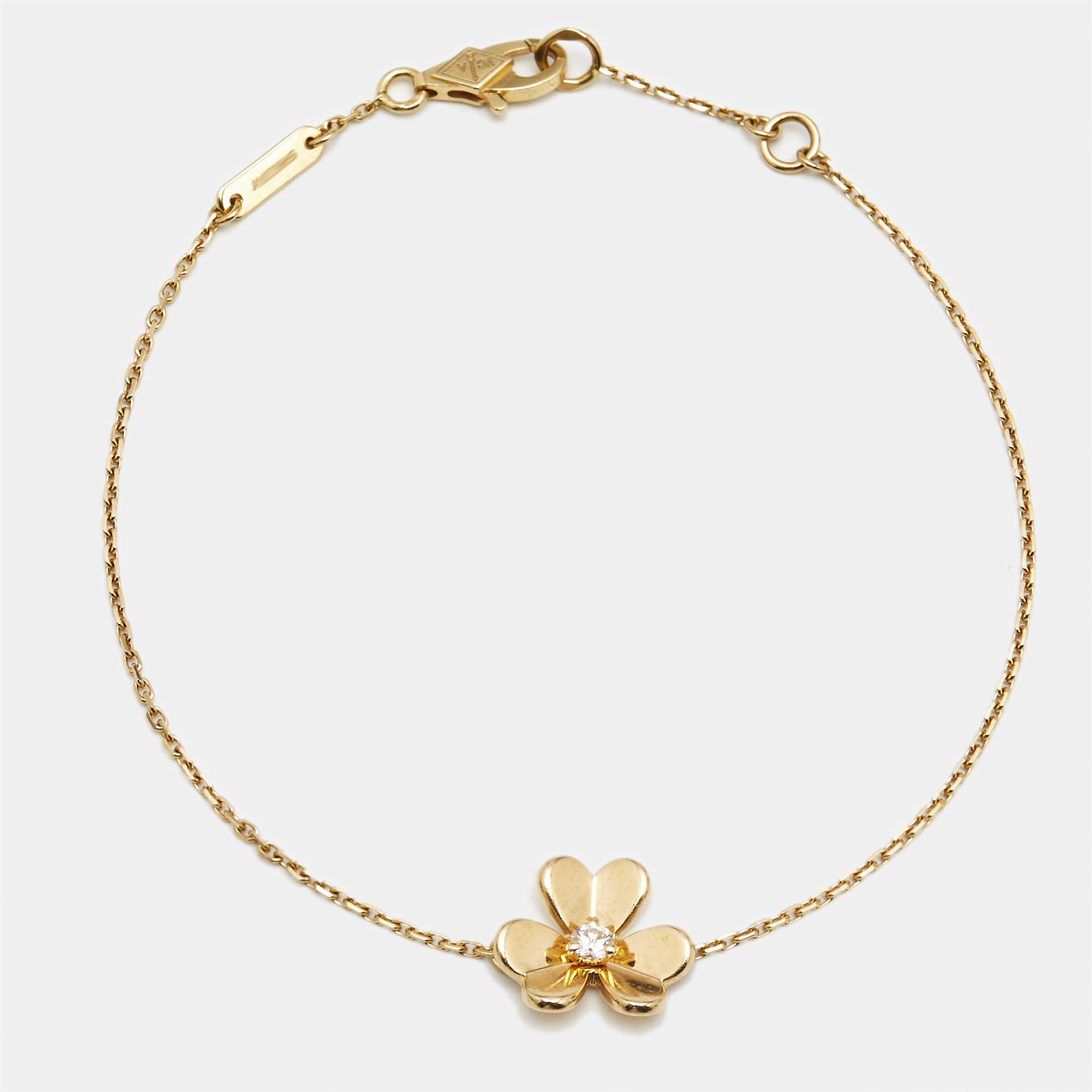 Pre Owned Van Cleef & Arpels Frivole Diamond 18k Yellow Gold Mini Bracelet