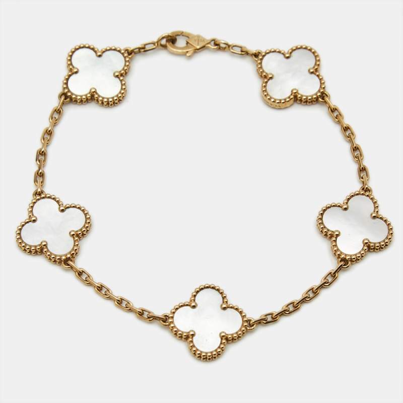 مملوكة مسبقًا سوار فان كليف آند أربلز فينتاج ألهامبرا صدف و ذهب أصفر عيار 18 بخمس وحدات