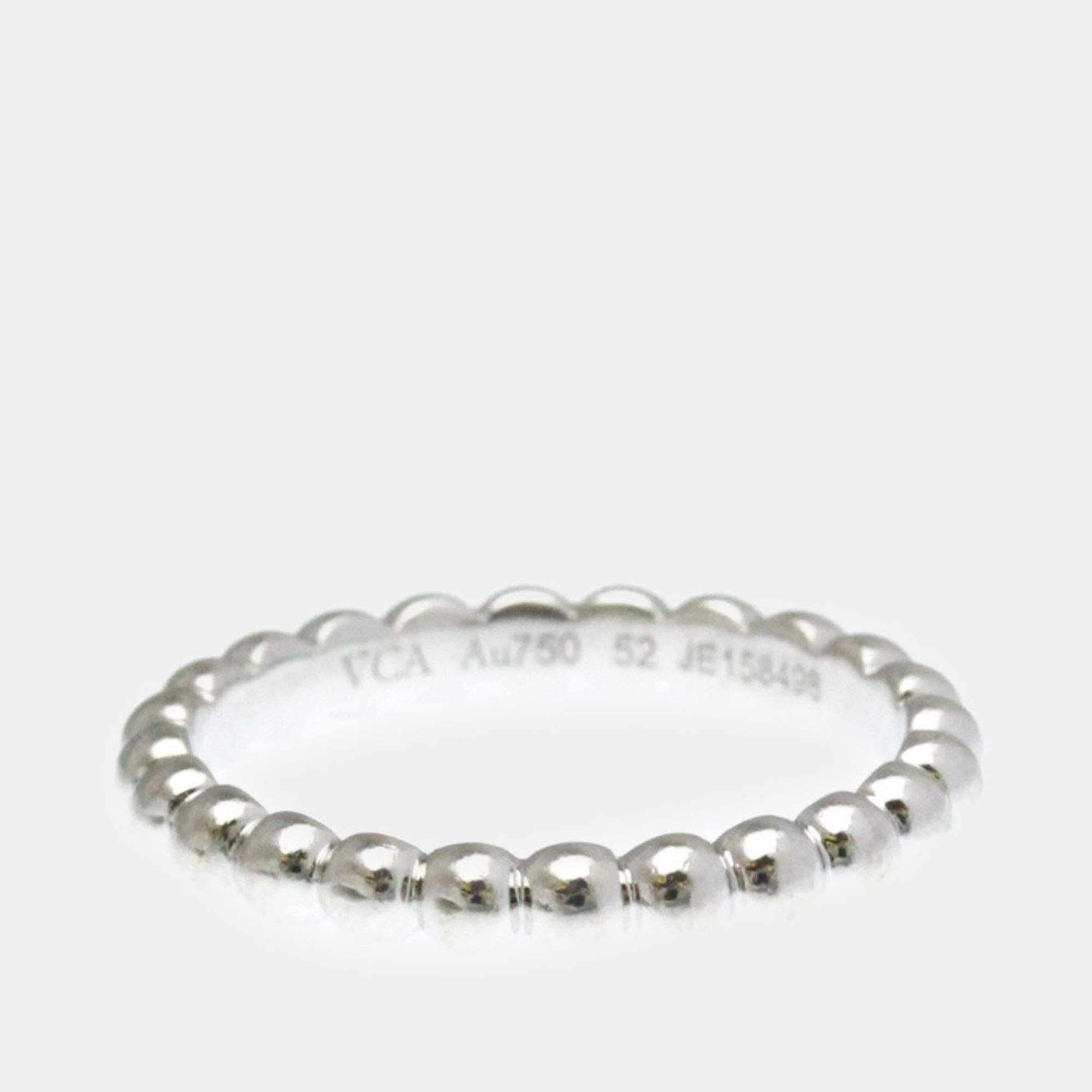 Pre Owned Van Cleef & Arpels Perlee 18K White Gold Ring EU 52
