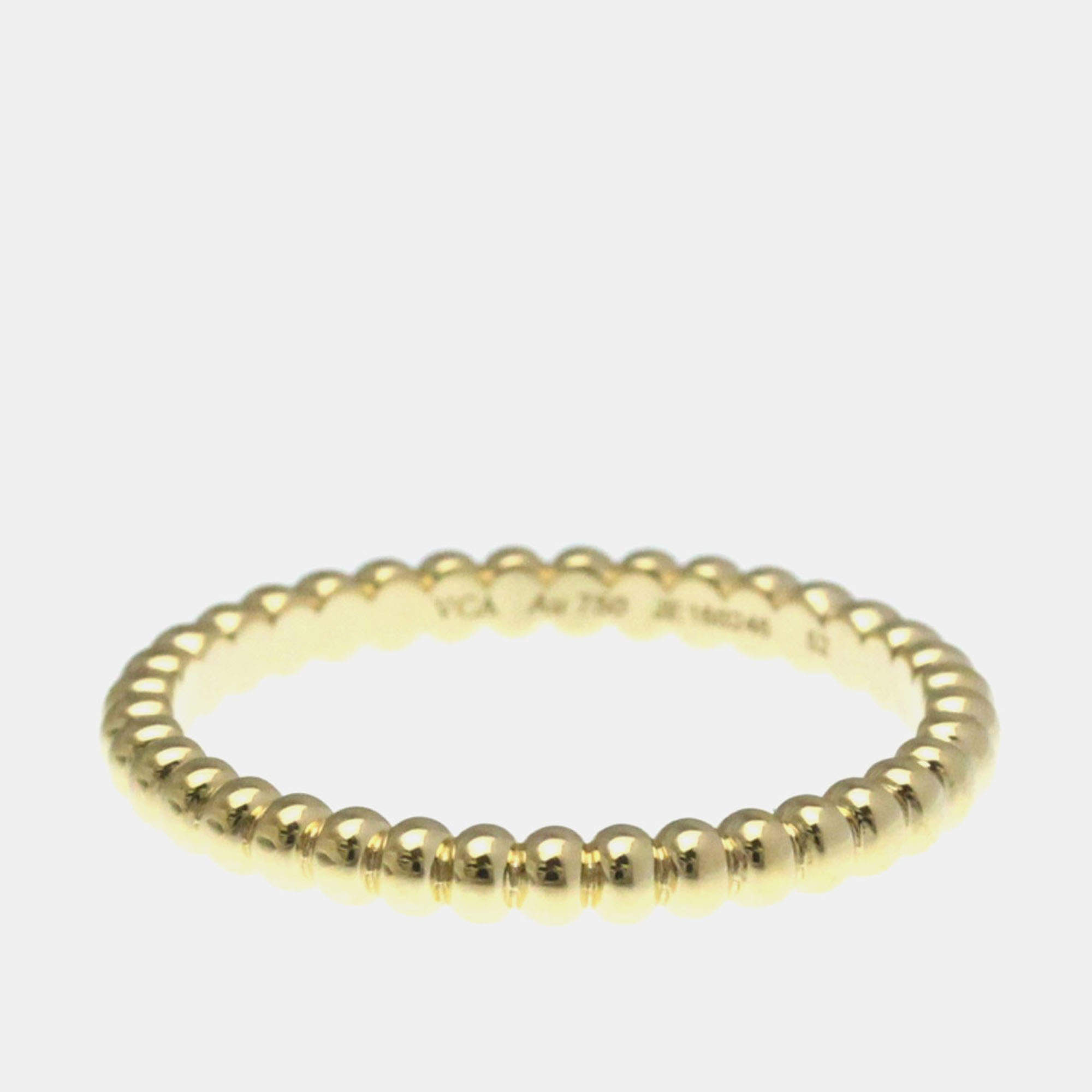 Pre Owned Van Cleef & Arpels Perlee Mini 18K Yellow Gold Ring EU 52