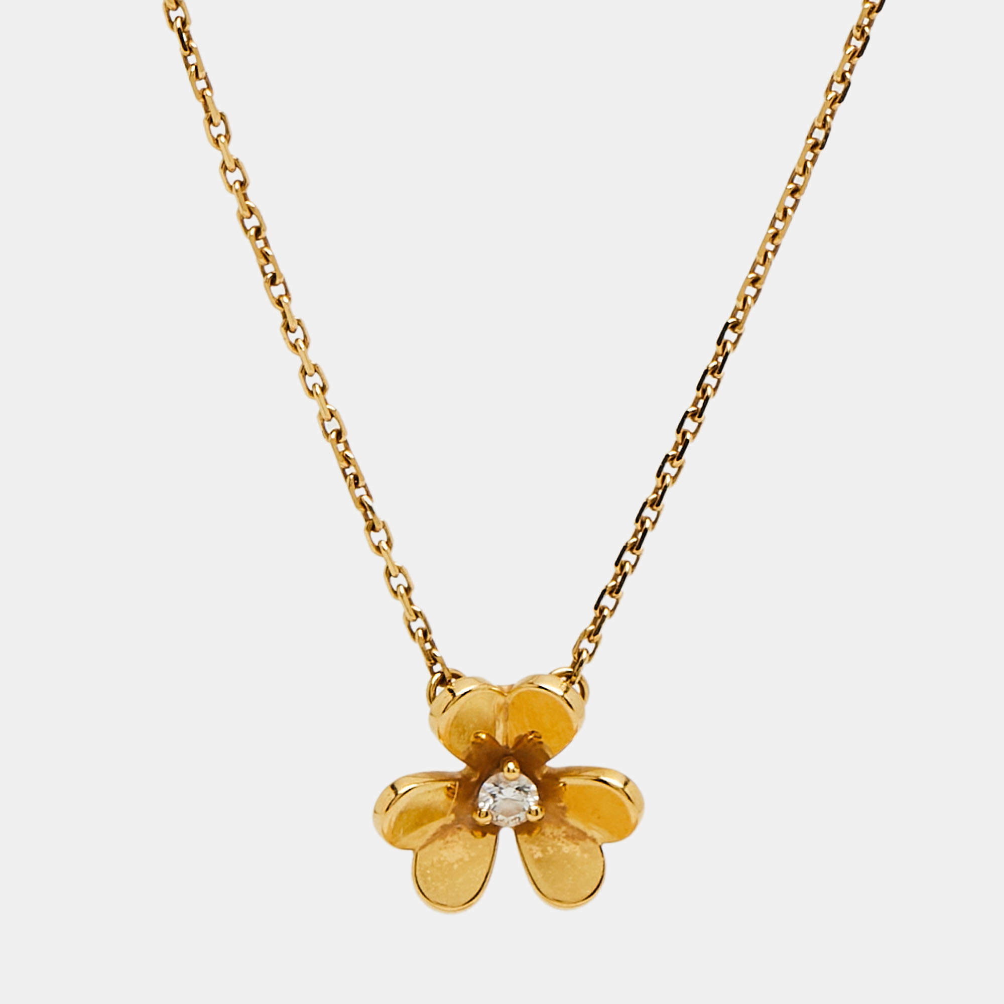 Pre Owned Van Cleef & Arpels Frivole Diamond 18k Yellow Gold Necklace