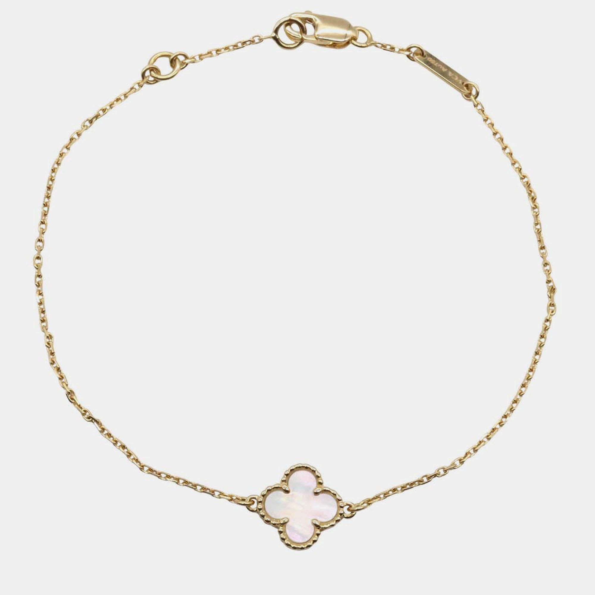 Pre Owned Van Cleef & Arpels 18K Yellow Gold and Mother of Pearl Sweet Alhambra Bracelet