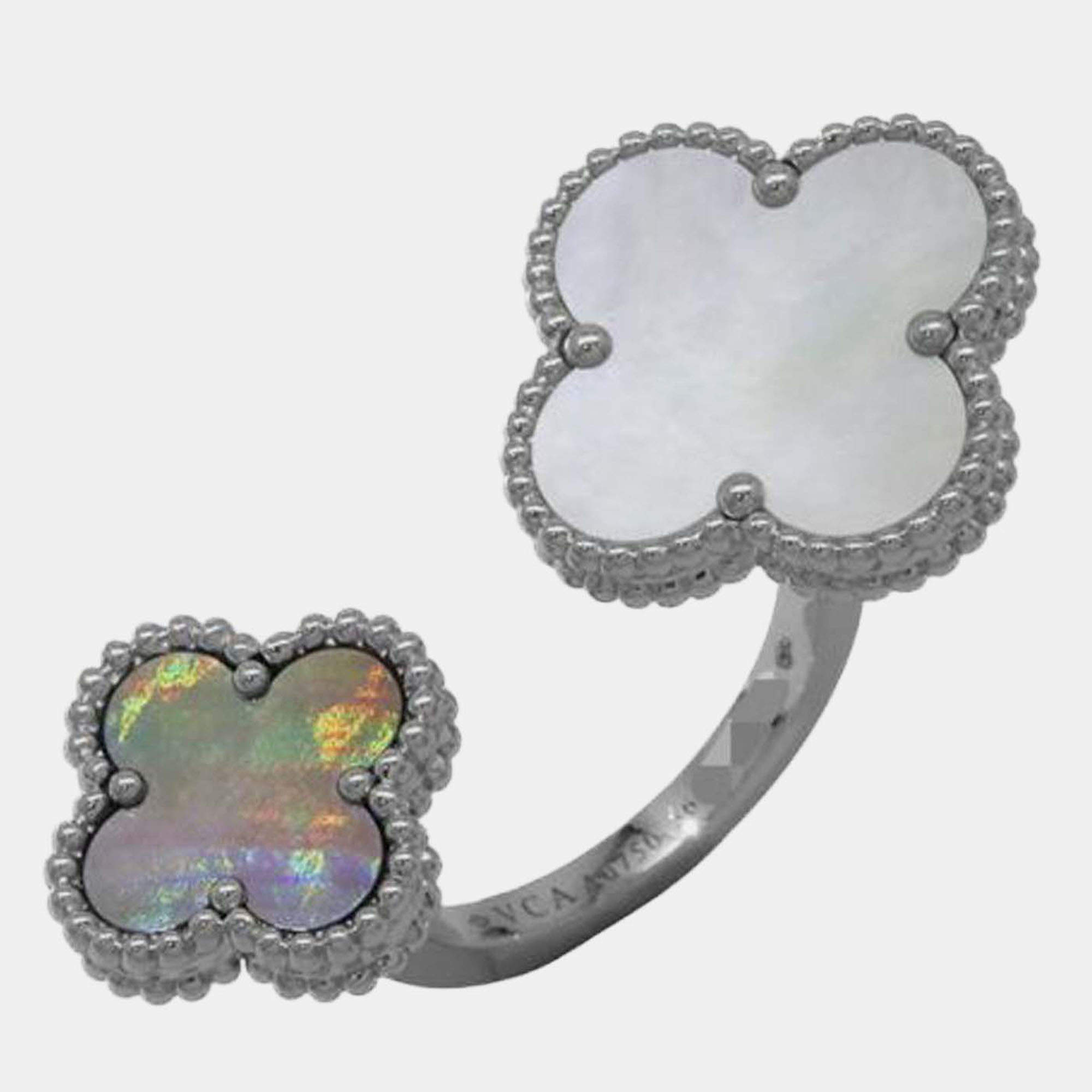 مملوكة مسبقًا 18K White Gold and Mother of Pearl Magic Alhambra Between the Finger Ring