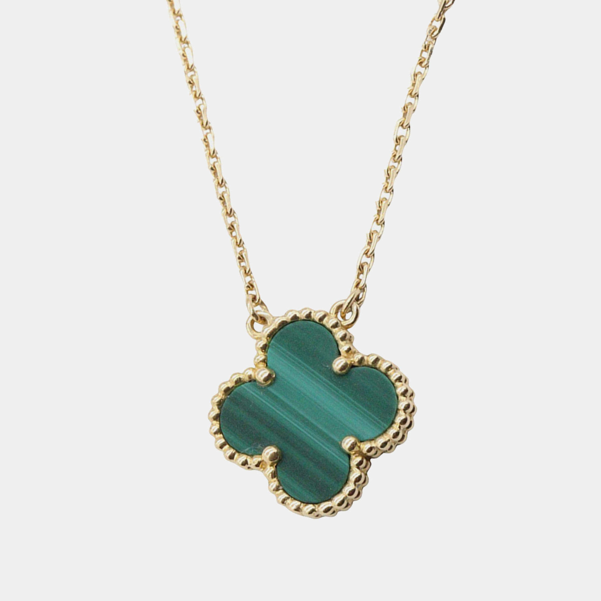 مملوكة مسبقًا Van Cleef & Arpels 18K Yellow Gold and Malachite Vintage Alhambra Necklace