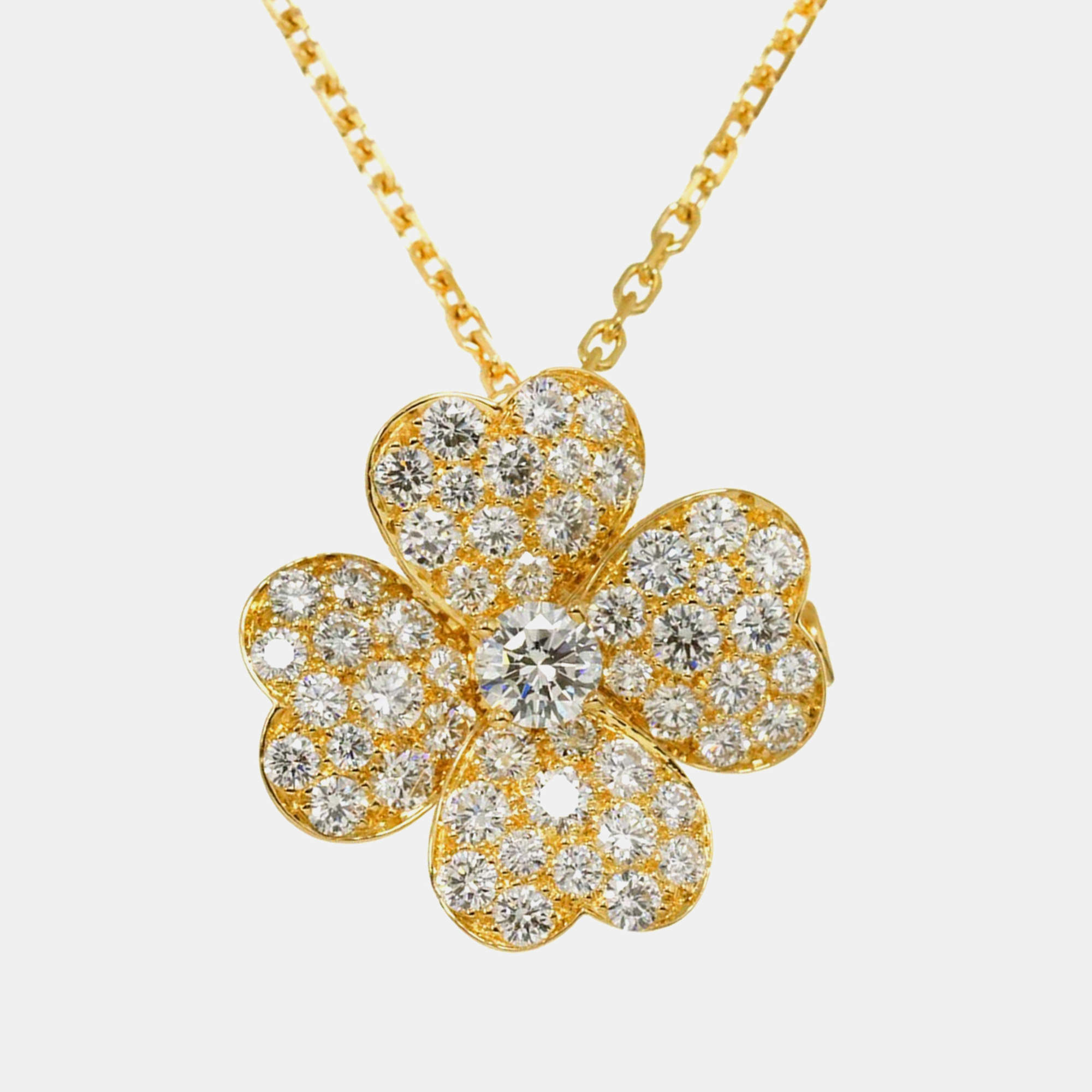مملوكة مسبقًا Van Cleef & Arpels Cosmos Medium 18K Yellow Gold Diamond Necklace Brooch
