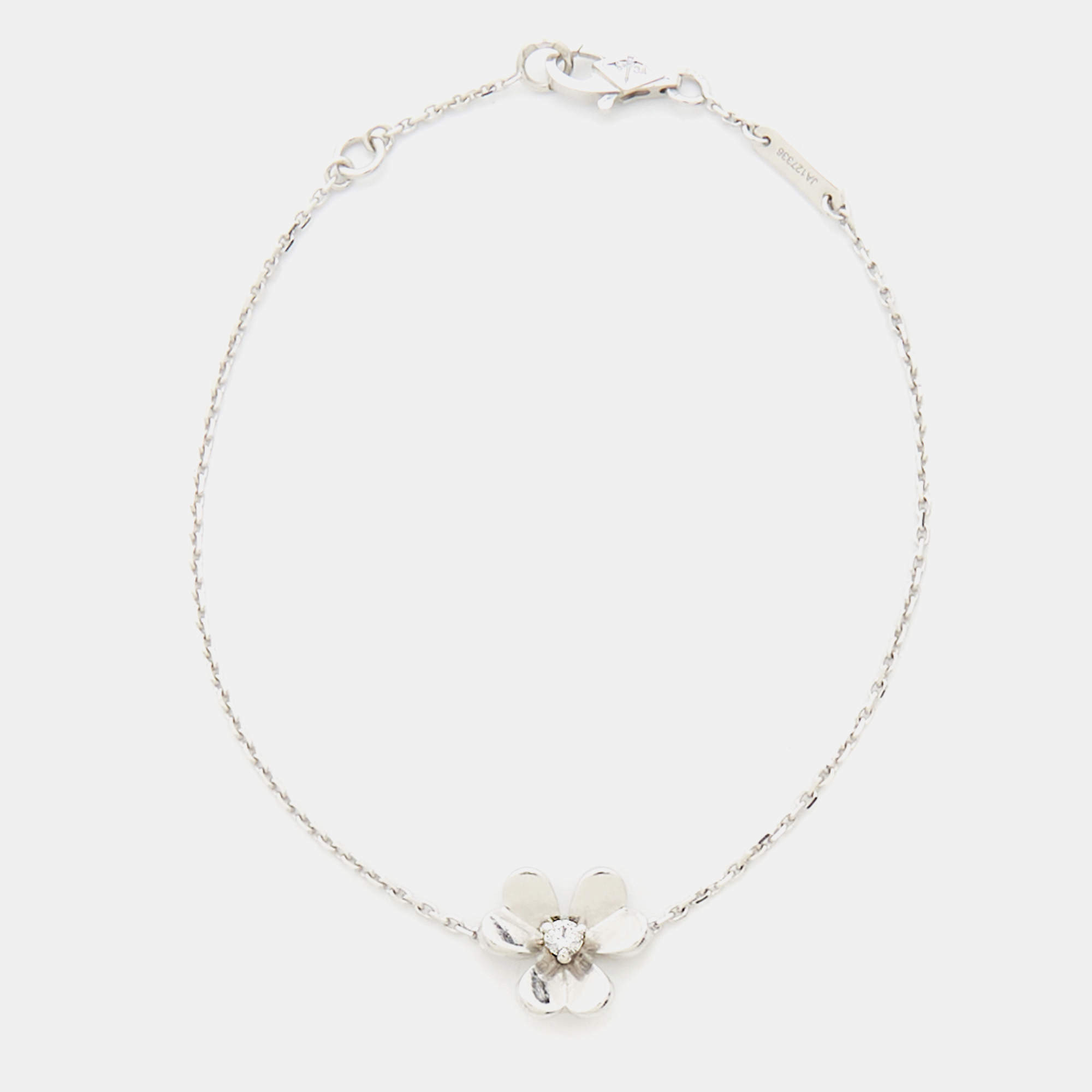 Pre Owned Van Cleef & Arpels Frivole Diamond 18k White Gold Mini Model Bracelet