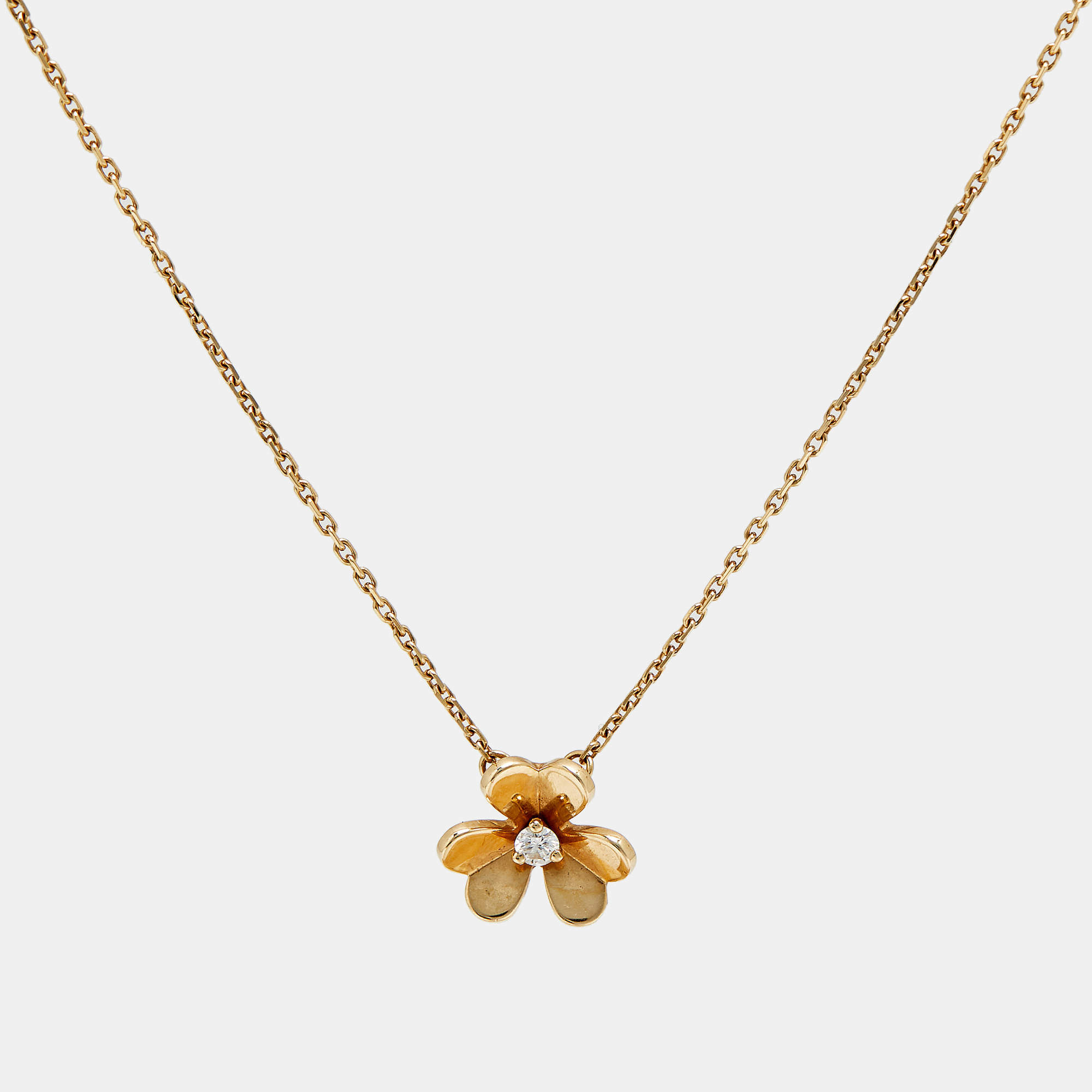 مملوكة مسبقًا Van Cleef & Arpels Frivole Diamond 18k Yellow Gold Necklace