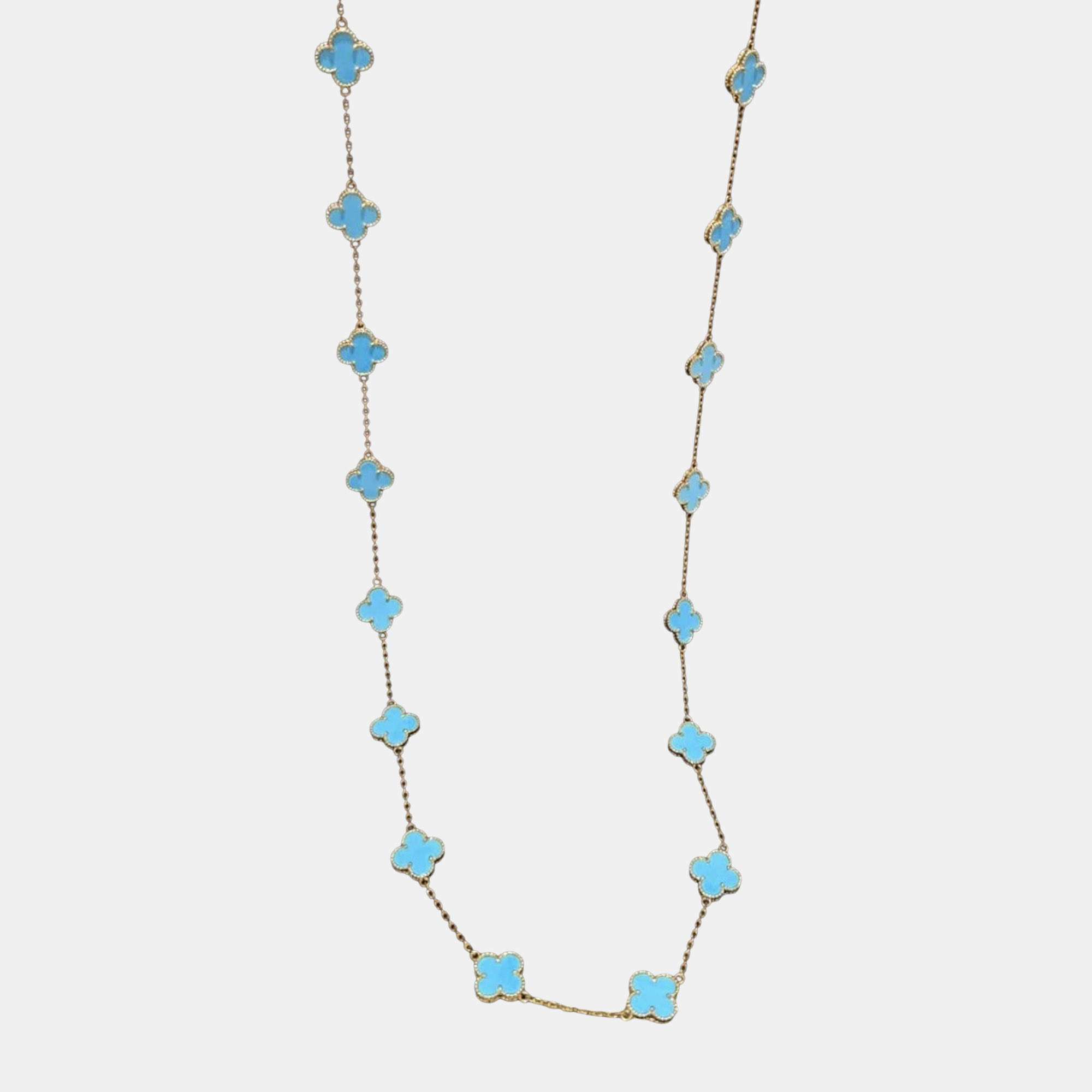 مملوكة مسبقًا قلادة فان كليف آند أربلز فينتاج ألهامبرا تركواز ذهب أصفر طبعة محدودة مع 20 دلاية