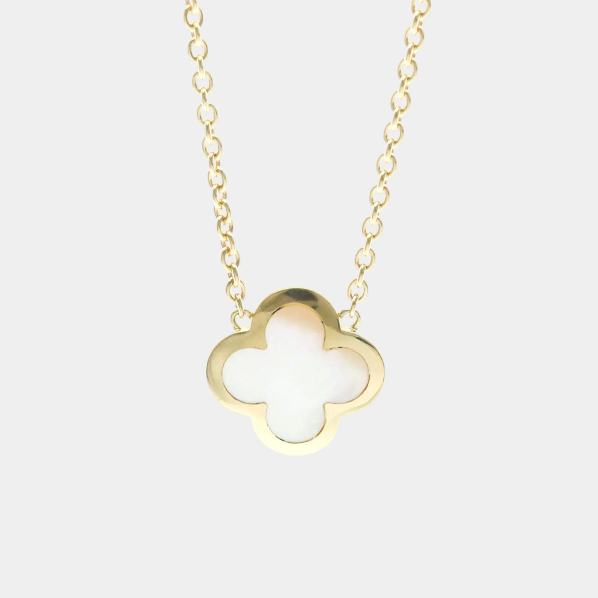 Pre Owned Van Cleef & Arpels Pure Alhambra 18K Yellow Gold Mother Of Pearl Necklace 