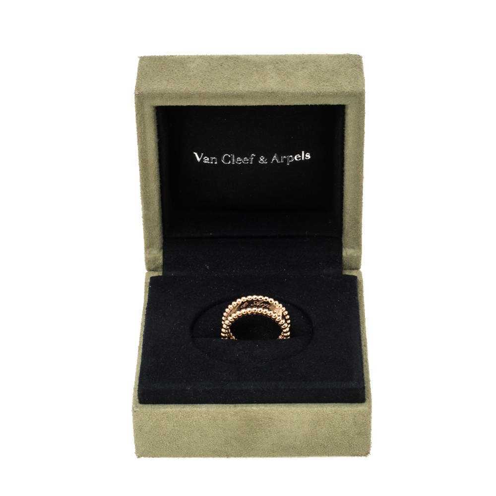 Van Cleef & Arpels Perlée Signature Ring 18k Rose Gold sz 51