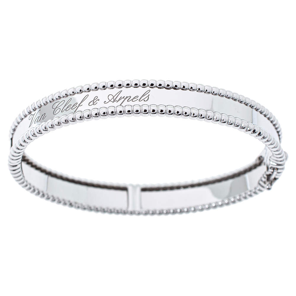 Pre Owned Van Cleef & Arpels Perlee Signature 18K White Gold Bracelet XS