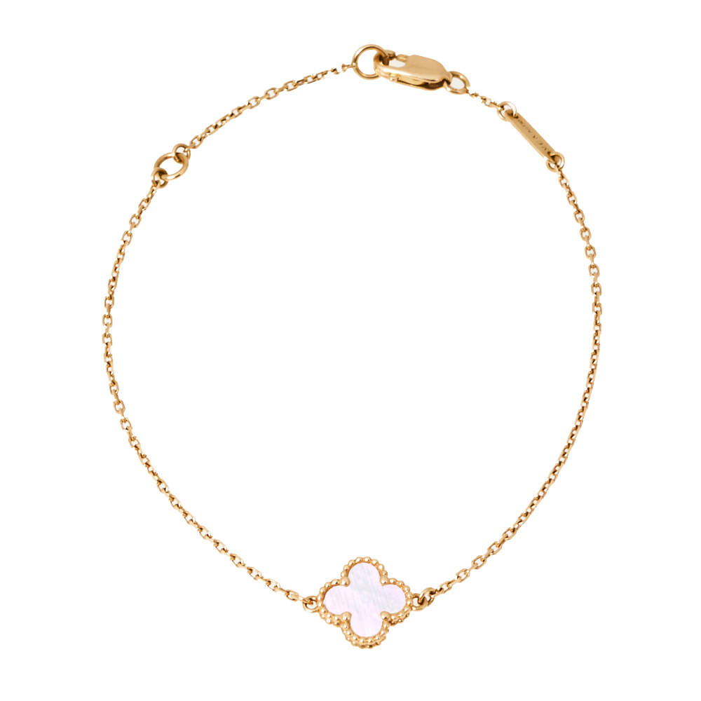 Pre Owned سوار فان كليف آند اربلز "سويت ألهامبرا" صدف و ذهب أصفر عيار 18