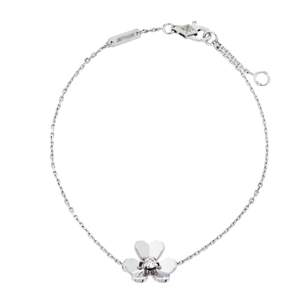 Pre Owned Van Cleef & Arpels Frivole Diamond 18K White Gold Mini Model Bracelet