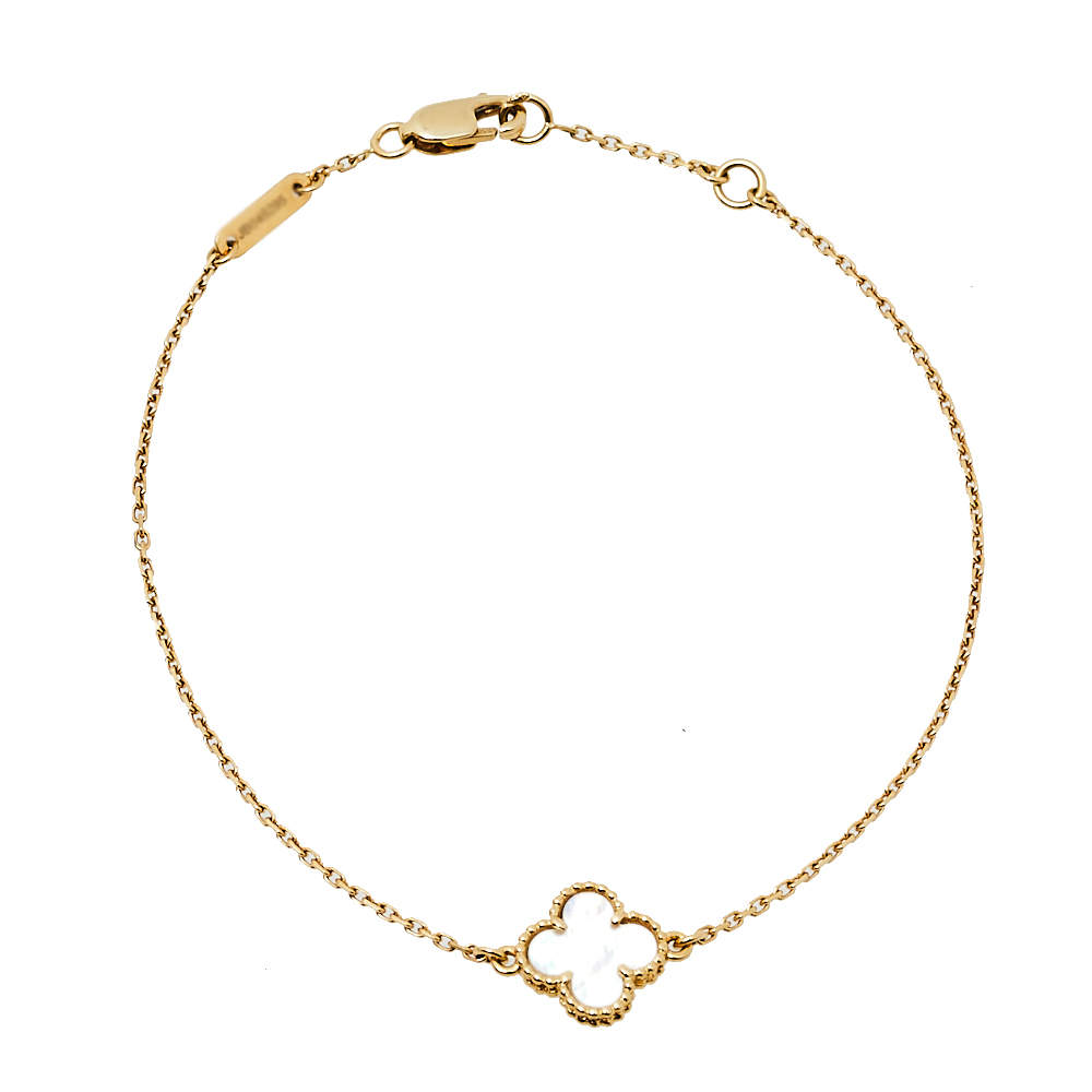 مملوكة مسبقًا Van Cleef & Arpels Sweet Alhambra Mother of Pearl 18K Yellow Gold Bracelet