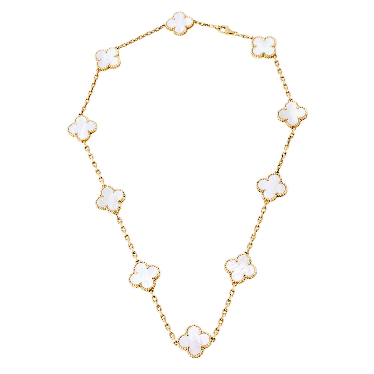 مملوكة مسبقًا قلادة فان كليف أند أربلز ستيشن 10 حليات فينتدج ألهامبرا صدف ذهب أصفر عيار 18 