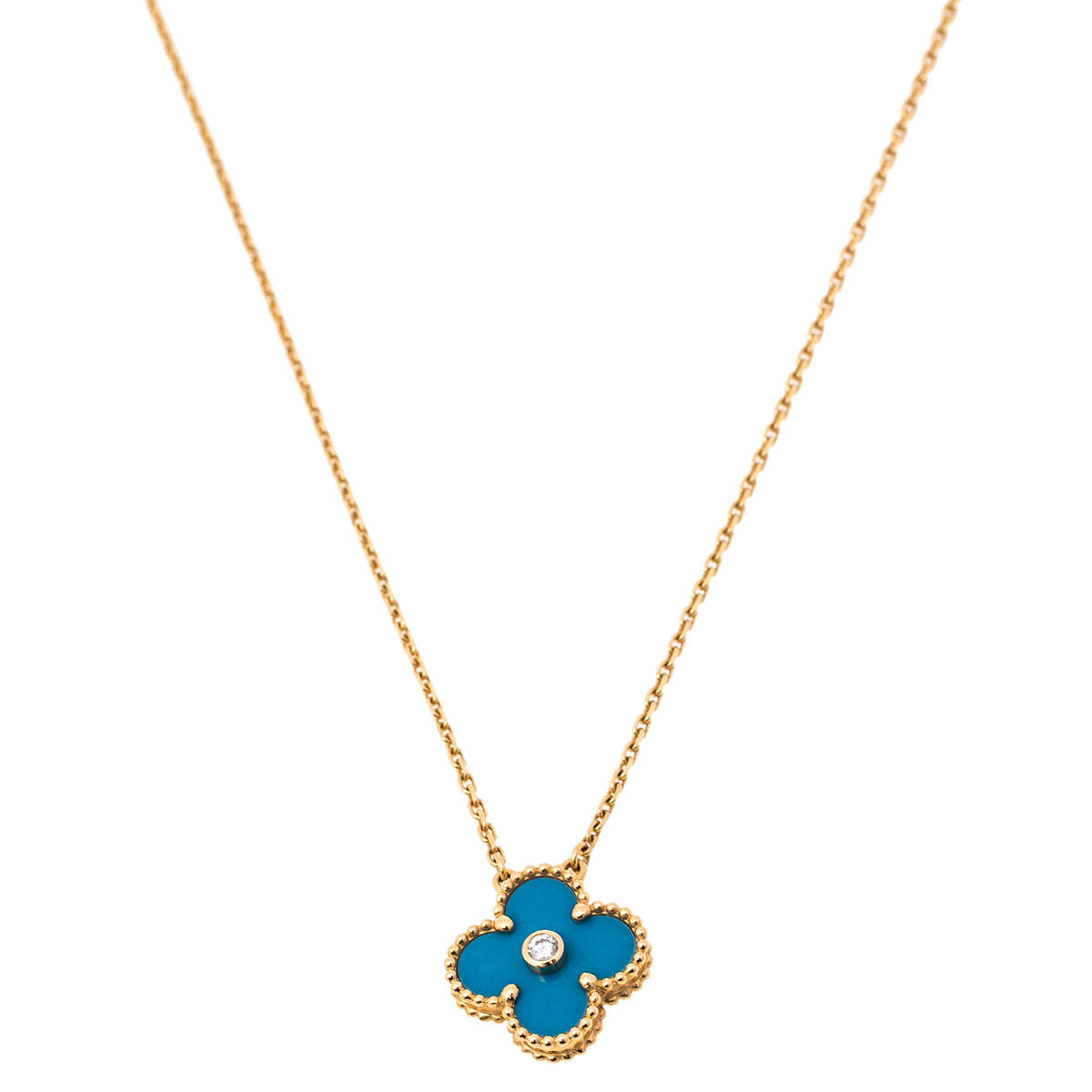 Van Cleef Arpels Vintage Alhambra Ten Motifs Necklace 18K Yellow Gold Blue  Agate : r/18kgoldjewelry_quincy