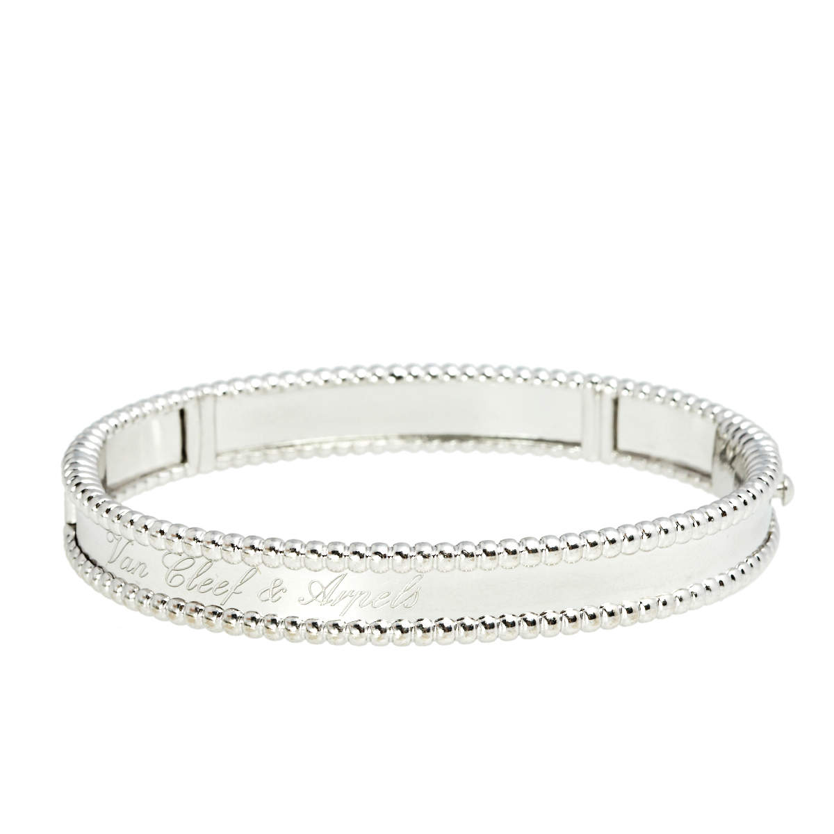 Pre Owned Van Cleef & Arpels Perlée 18K White Gold Bangle Bracelet S