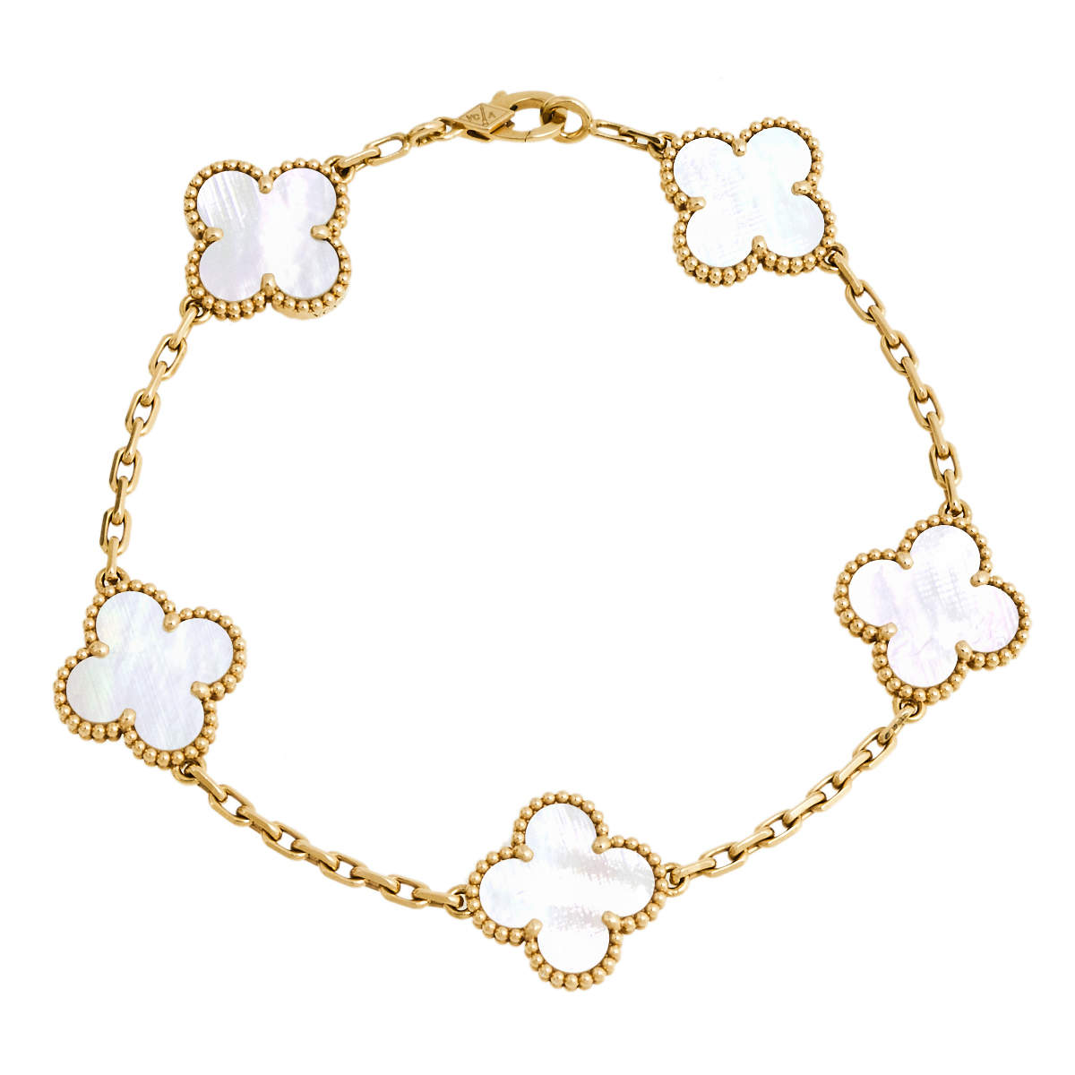 Pre Owned سوار فان كليف & آربلز فينتدج ألامبرا صدف وذهب أصفر عيار 18 ب 5 حلقات 