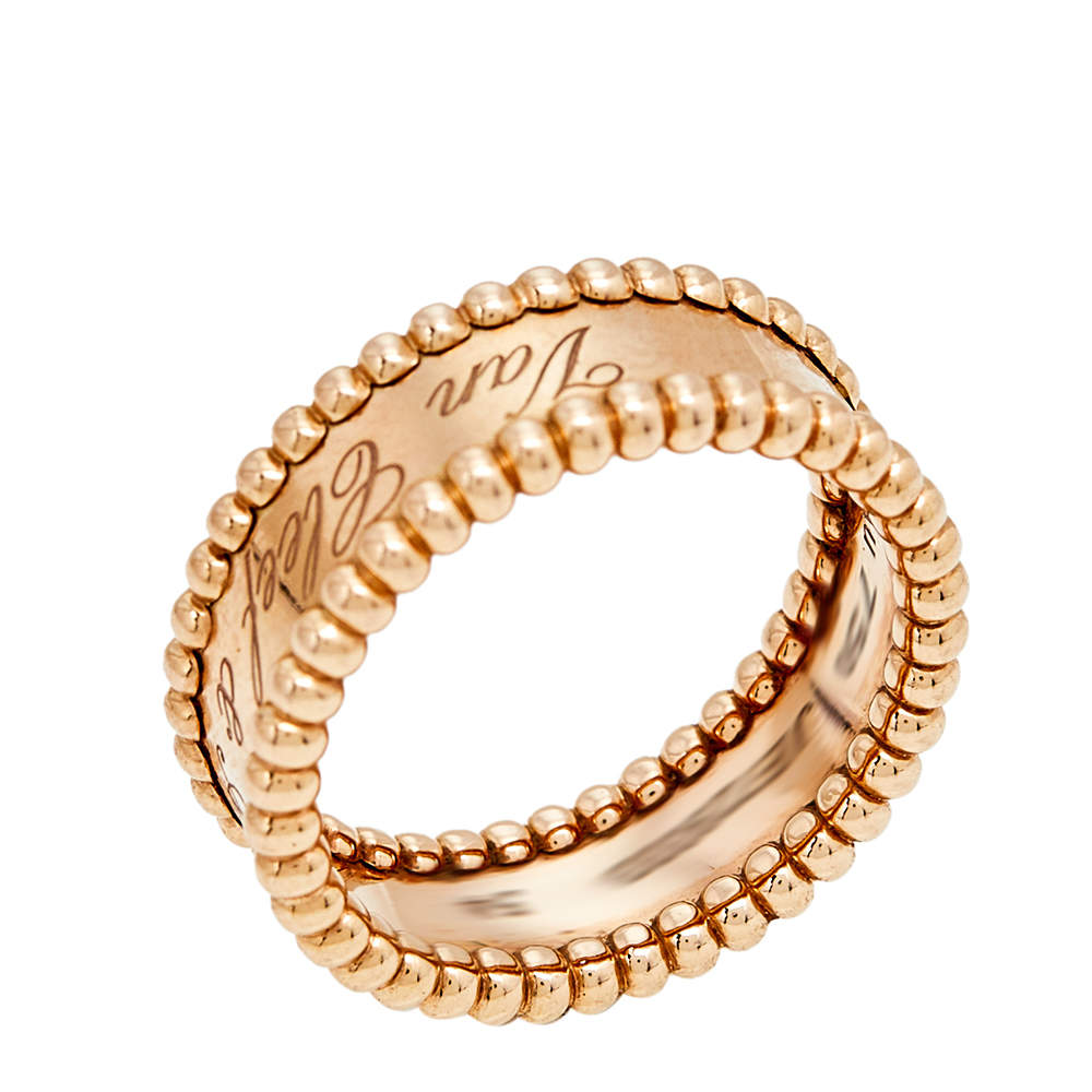 Pre Owned خاتم فان كليف & اربلز بيرليه ذهب وردي عيار 18 بالشعار مقاس 54