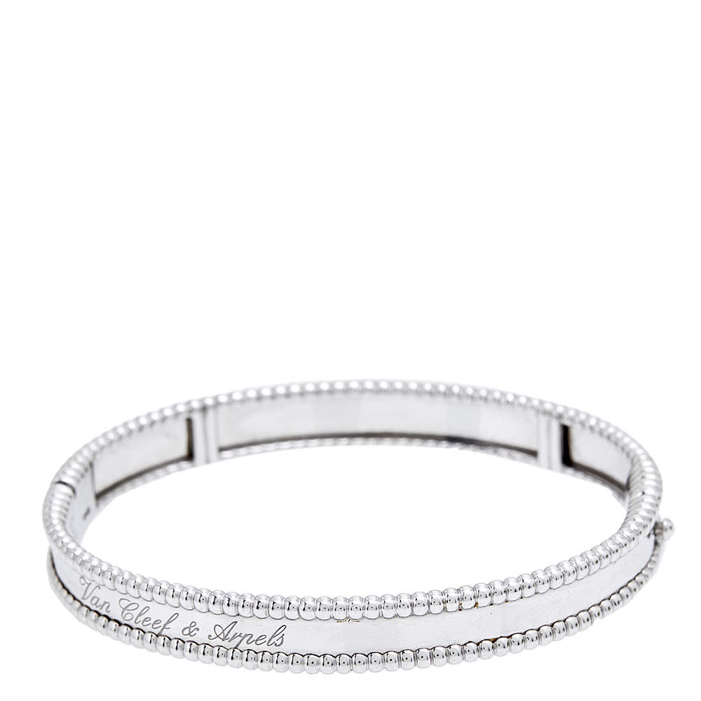 Van Cleef & Arpels Perlee Signature White Gold Bangle Bracelet M