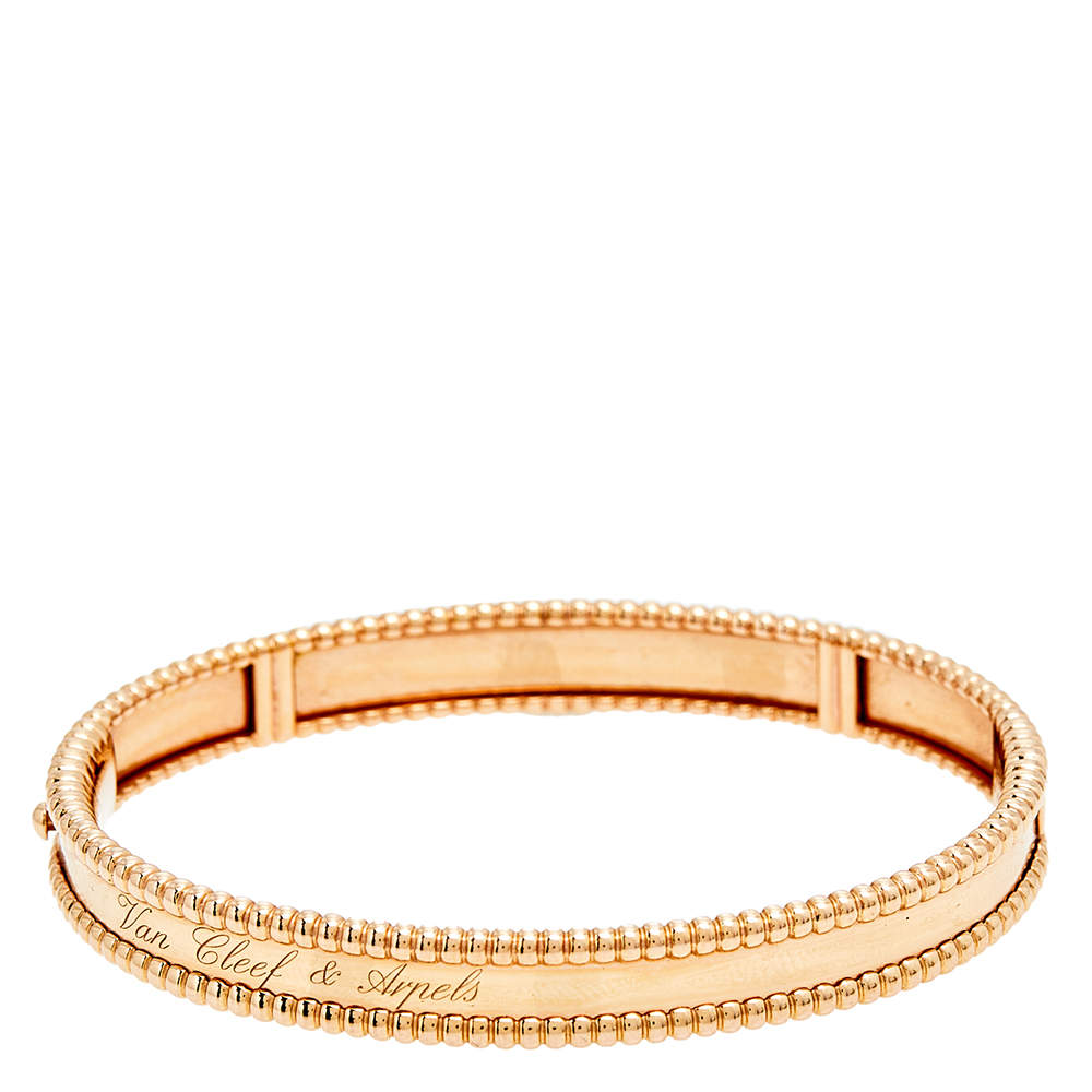 Pre Owned سوار فان كليف & اربلز بيرلي ذهب وردي عيار 18 قيراط بالشعار مقاس متوسط - ميديوم