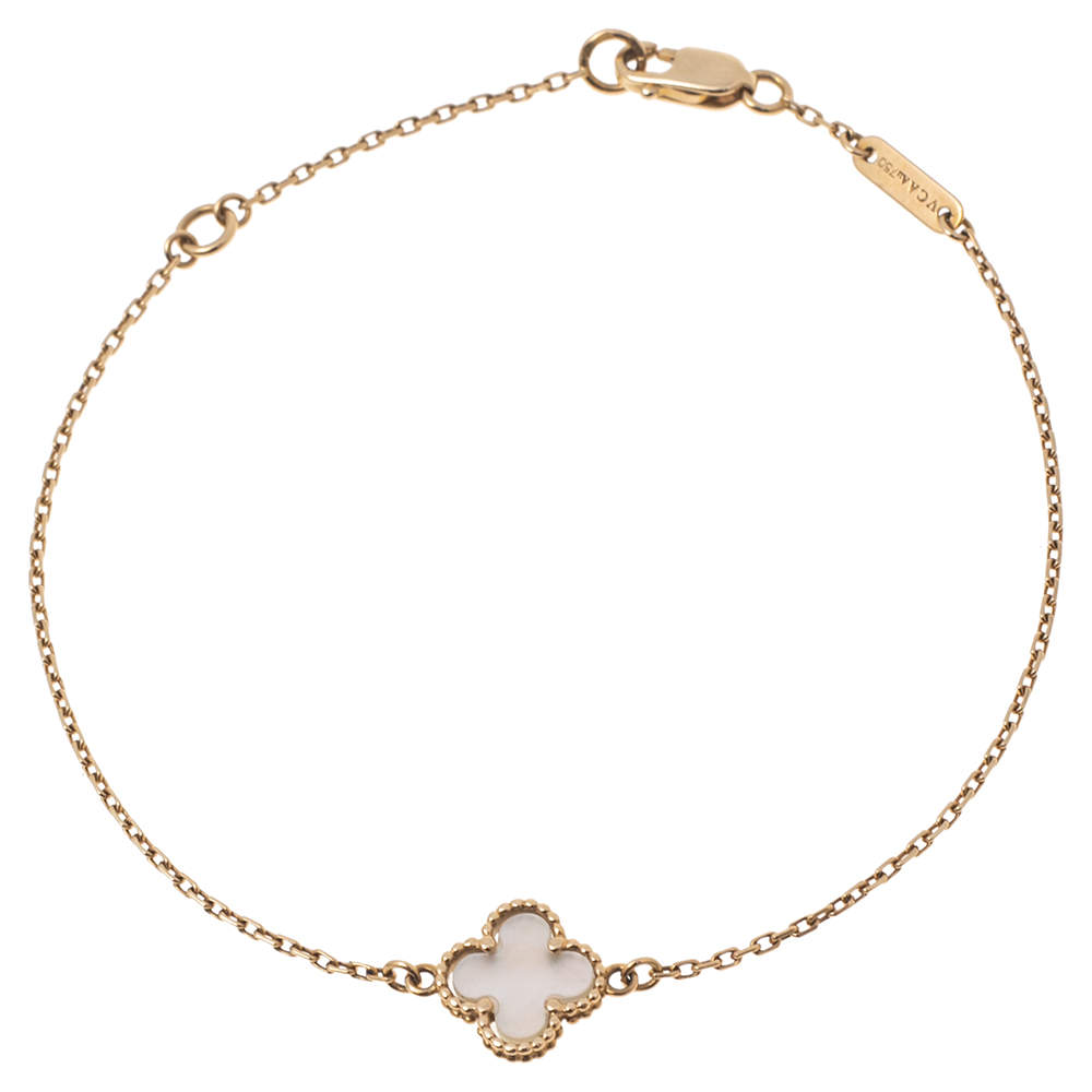 مملوكة مسبقًا Van Cleef & Arpels Sweet Alhambra Mother of Pearl 18k Yellow Gold Bracelet