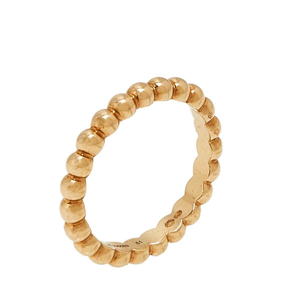 Van Cleef & Arpels Perlee Pearls of 18K Yellow Gold Medium Band Ring Size 51