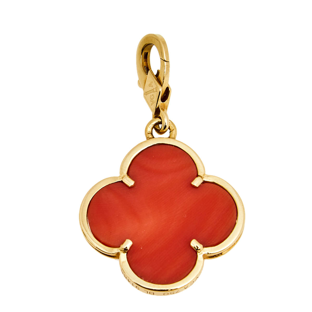 Pre Owned Van Cleef & Arpels Magic Alhambra Coral 18k Yellow Gold Pendant