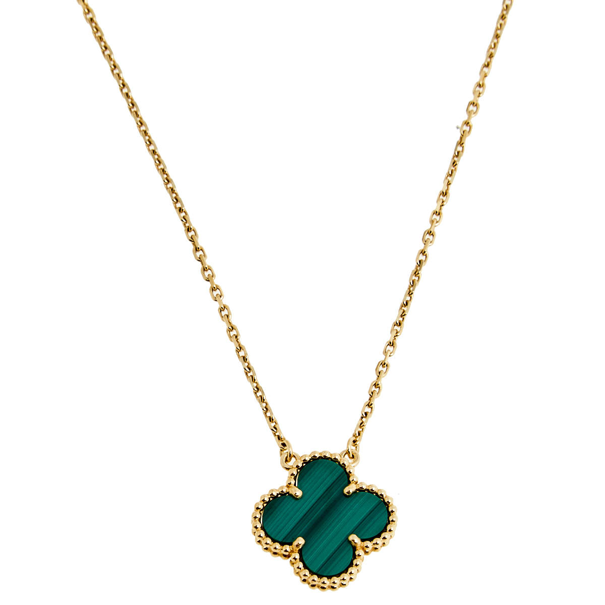 Vintage Alhambra Pendant Necklace Malachite 18K Yellow Gold