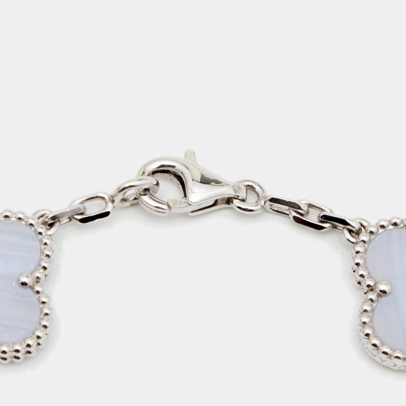 Van Cleef Vintage Alhambra bracelet 5 motifs White gold Chalcedony -  HoooGoods in 2023