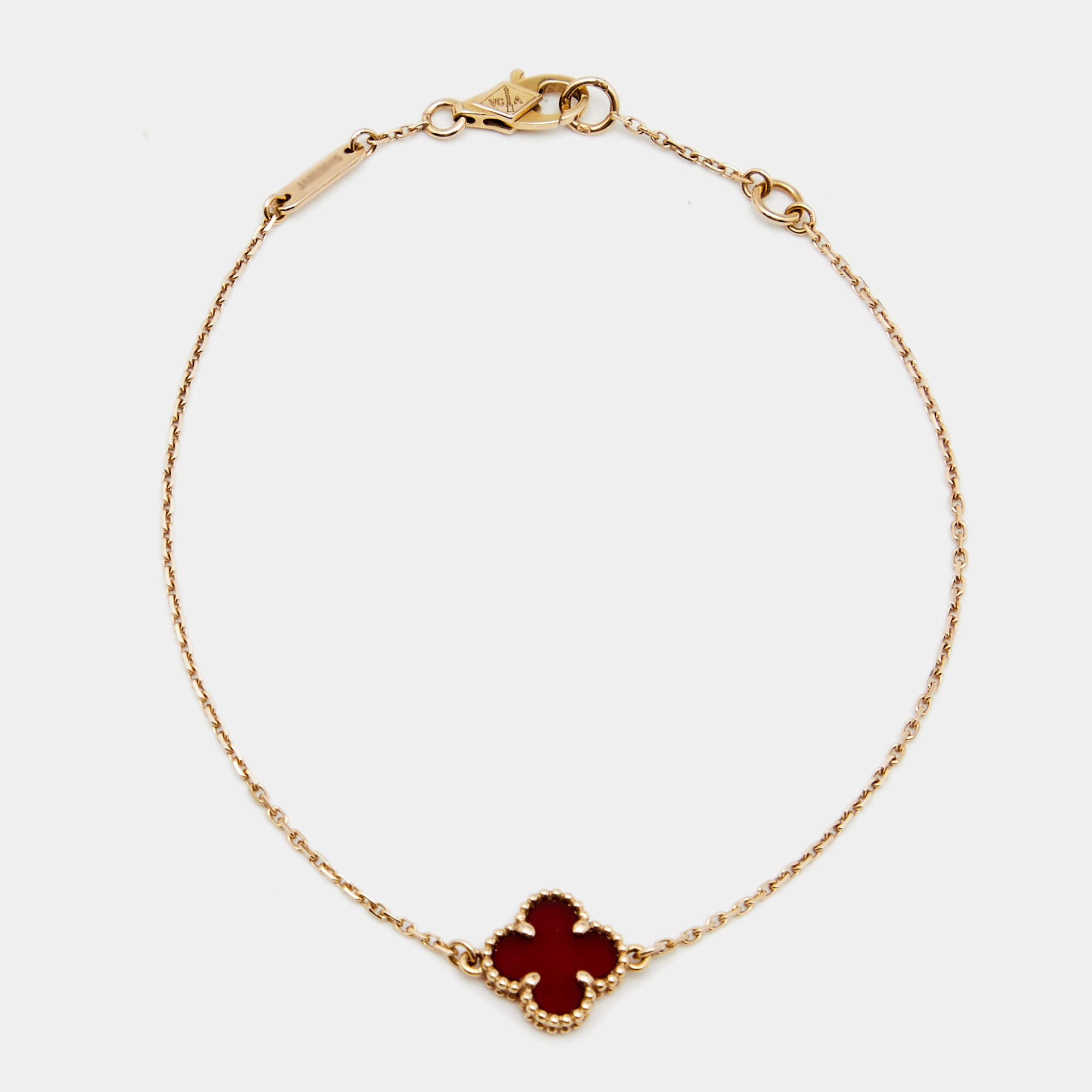 مملوكة مسبقًا Van Cleef & Arpels Sweet Alhambra Carnelian 18k Rose Gold Bracelet
